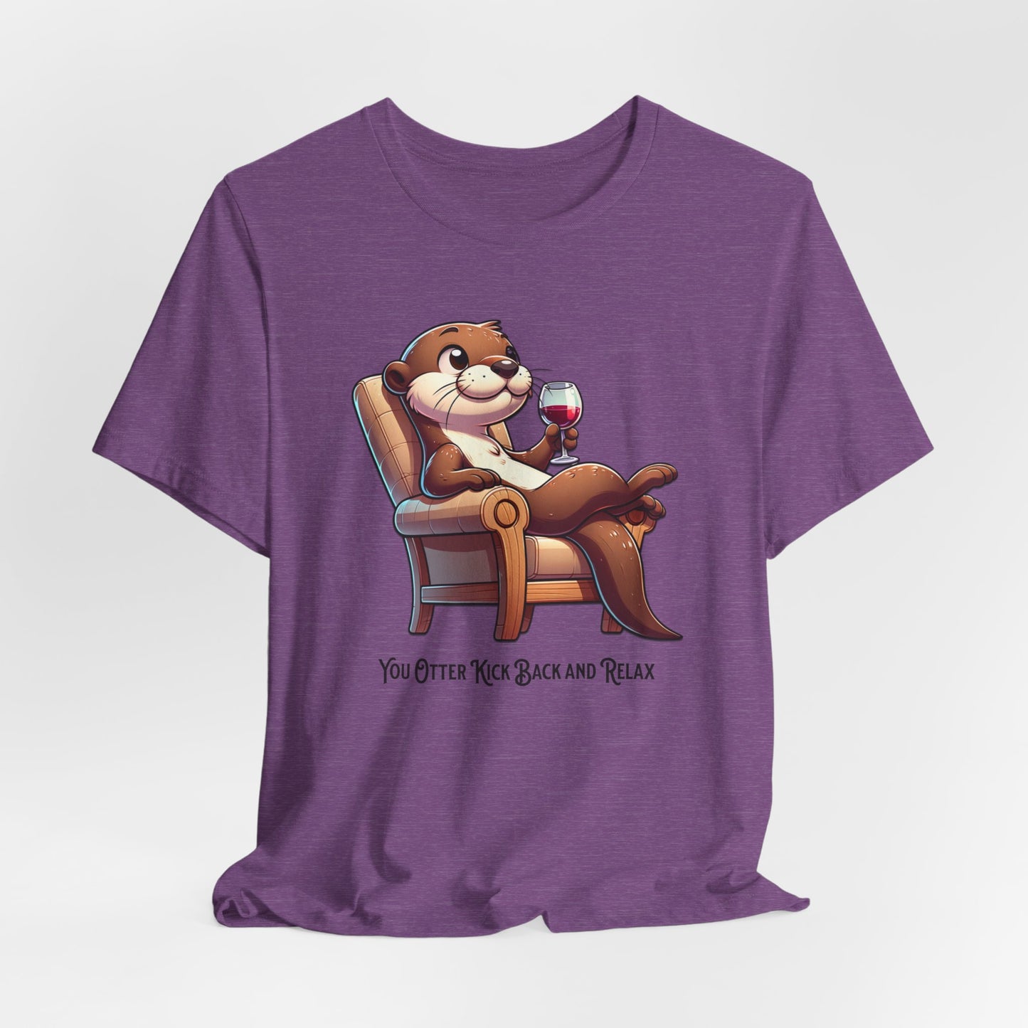 Otter Relaxing in a Chair Drinking Wine Unisex Jersey Short Sleeve Tee