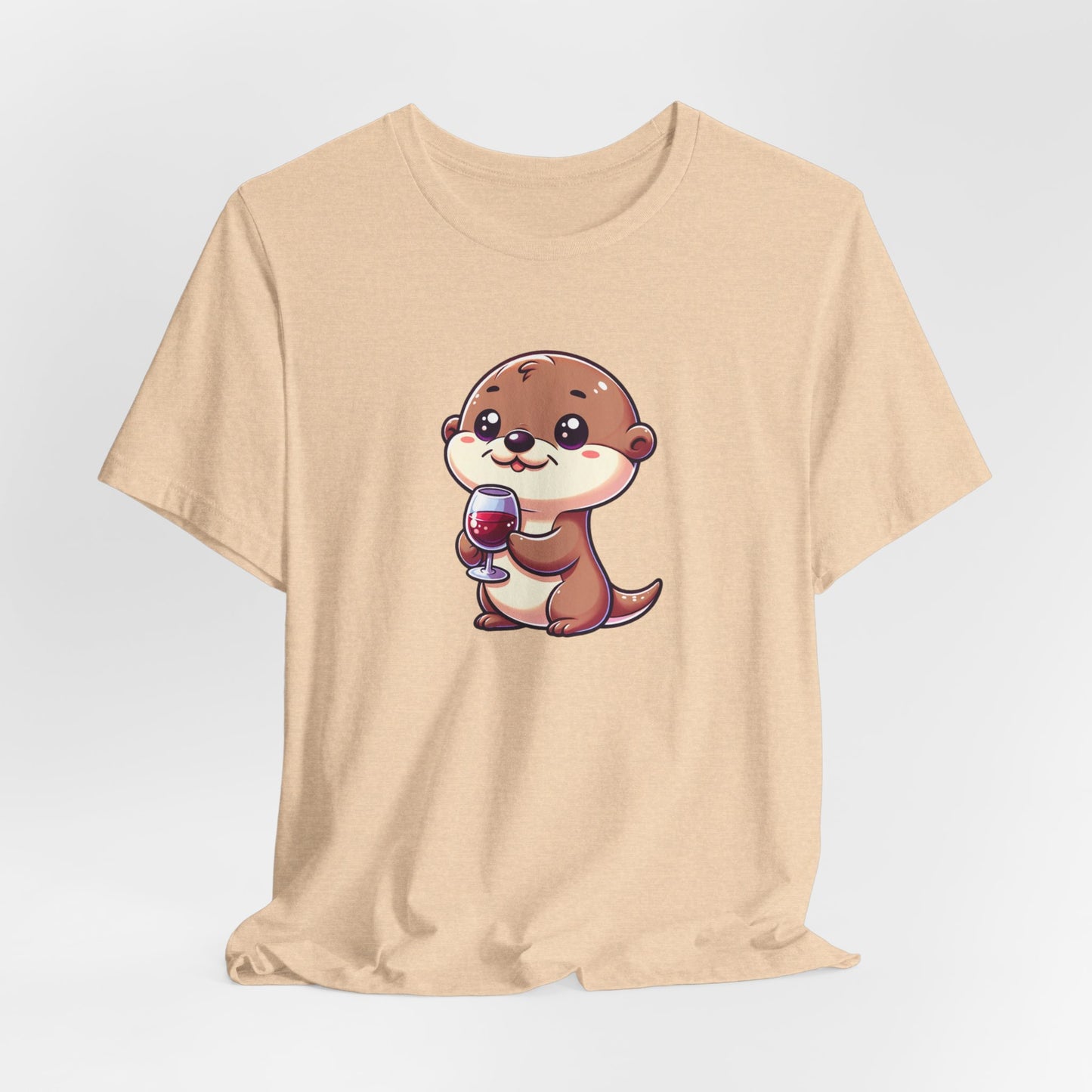 Otter being cute Drinking Wine Unisex Jersey Short Sleeve Tee