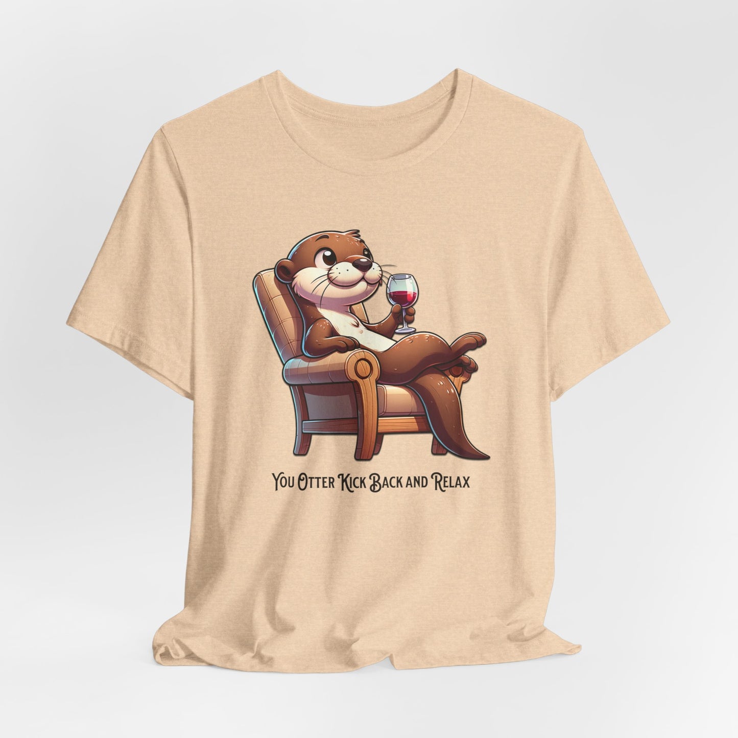 Otter Relaxing in a Chair Drinking Wine Unisex Jersey Short Sleeve Tee