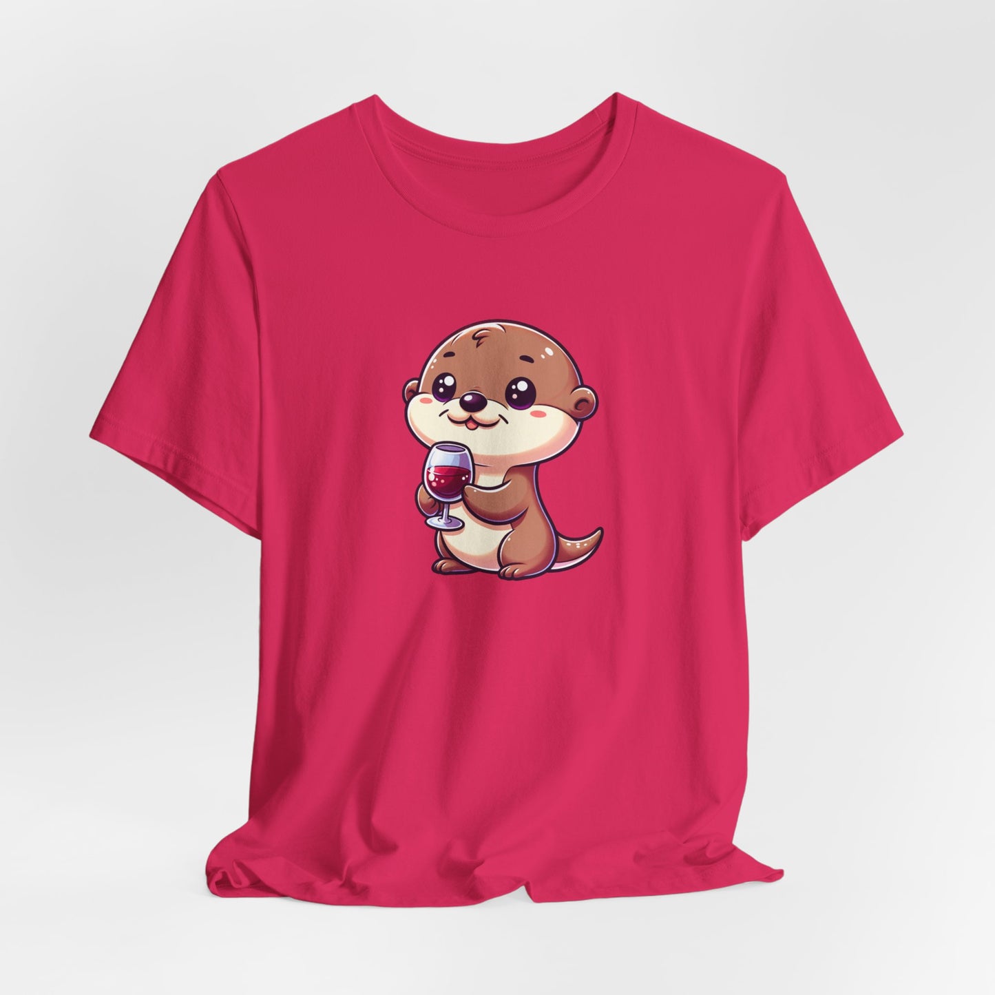 Otter being cute Drinking Wine Unisex Jersey Short Sleeve Tee