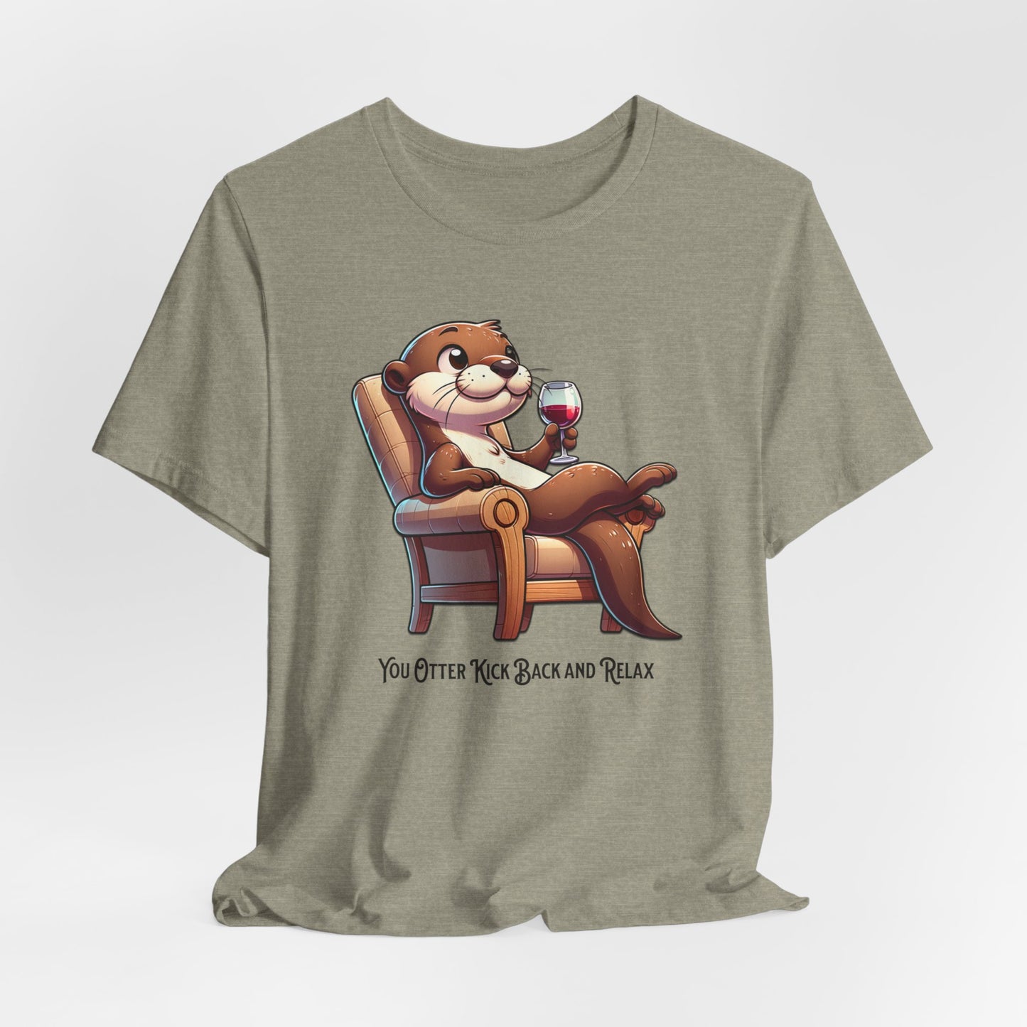 Otter Relaxing in a Chair Drinking Wine Unisex Jersey Short Sleeve Tee