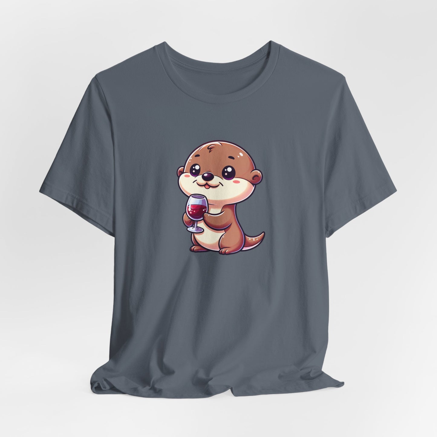 Otter being cute Drinking Wine Unisex Jersey Short Sleeve Tee