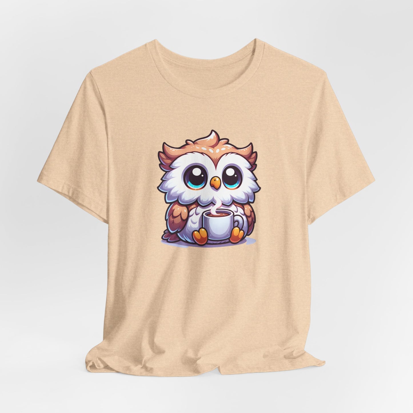 Owl Drinking Coffee Unisex Jersey Short Sleeve Tee