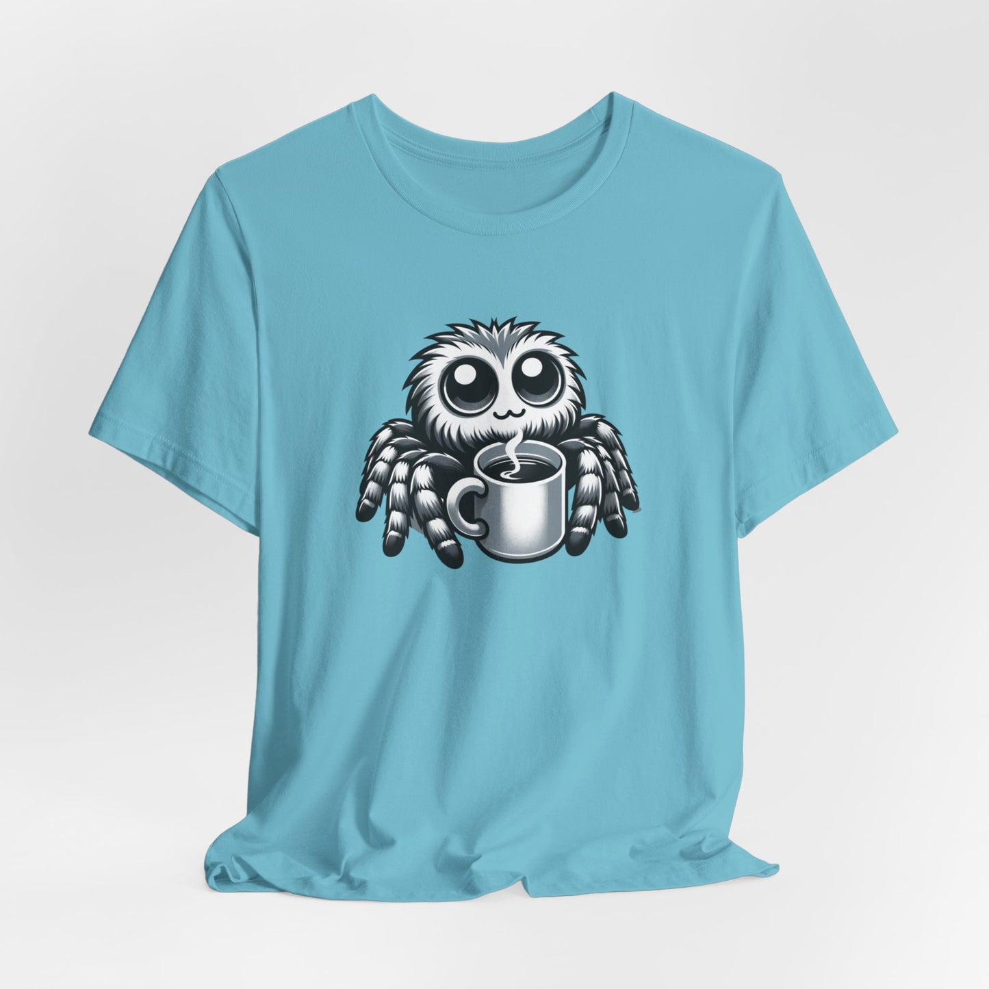 Jumping Spider Drinking Coffee Unisex Jersey Short Sleeve Tee