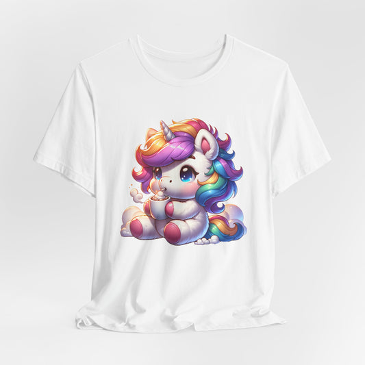 Unicorn Drinking Cocoa Unisex Jersey Short Sleeve Tee