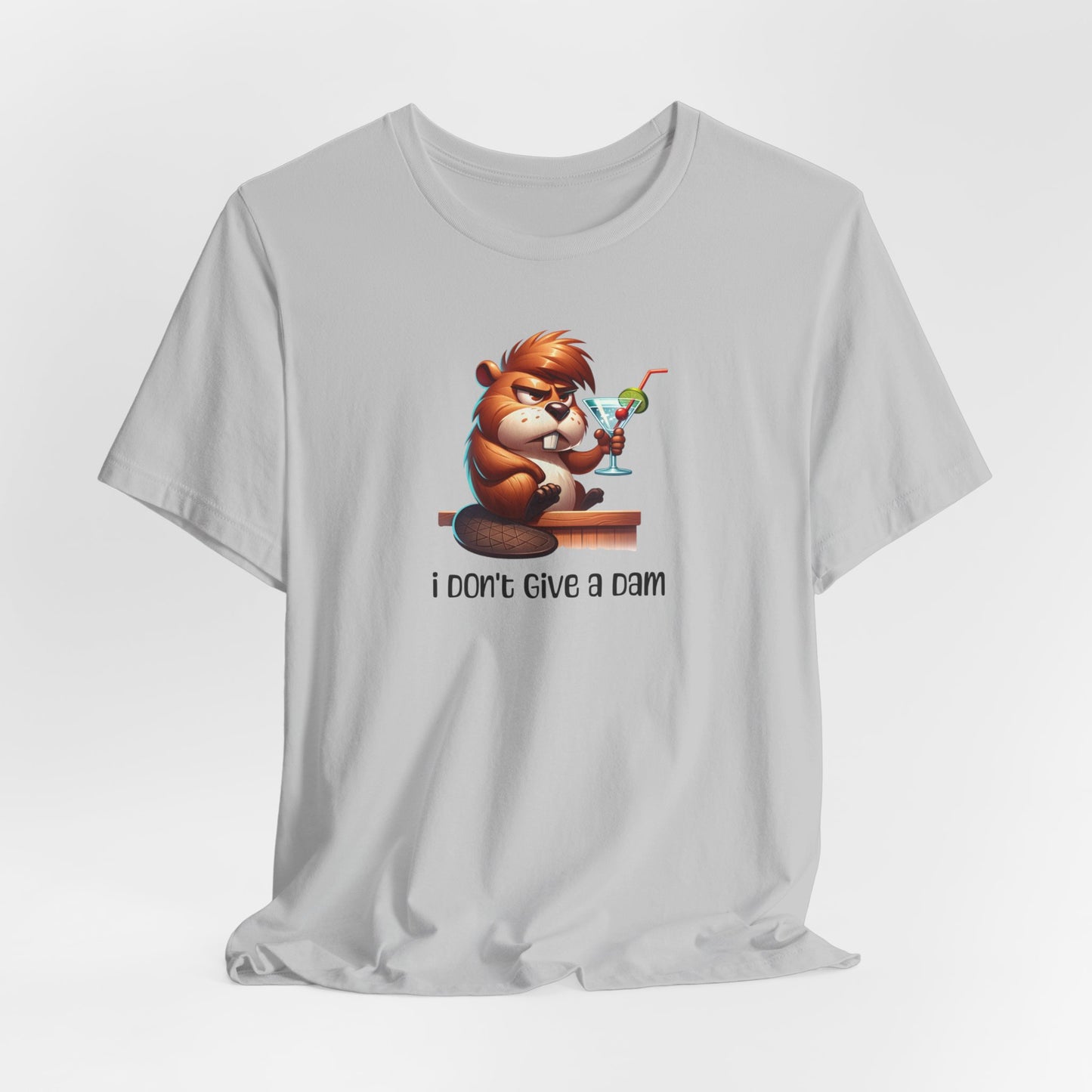 Angry Beaver Drinking a Martini  Unisex Jersey Short Sleeve Tee