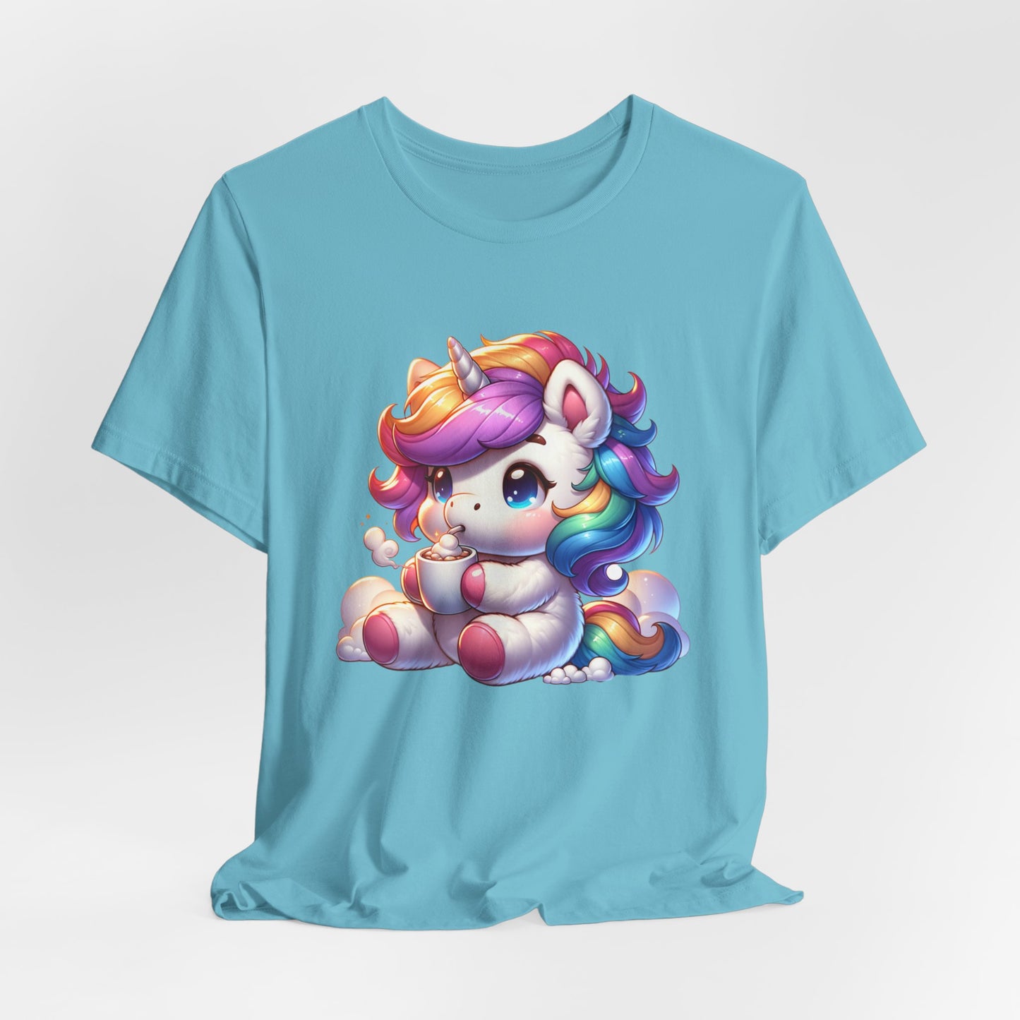 Unicorn Drinking Cocoa Unisex Jersey Short Sleeve Tee