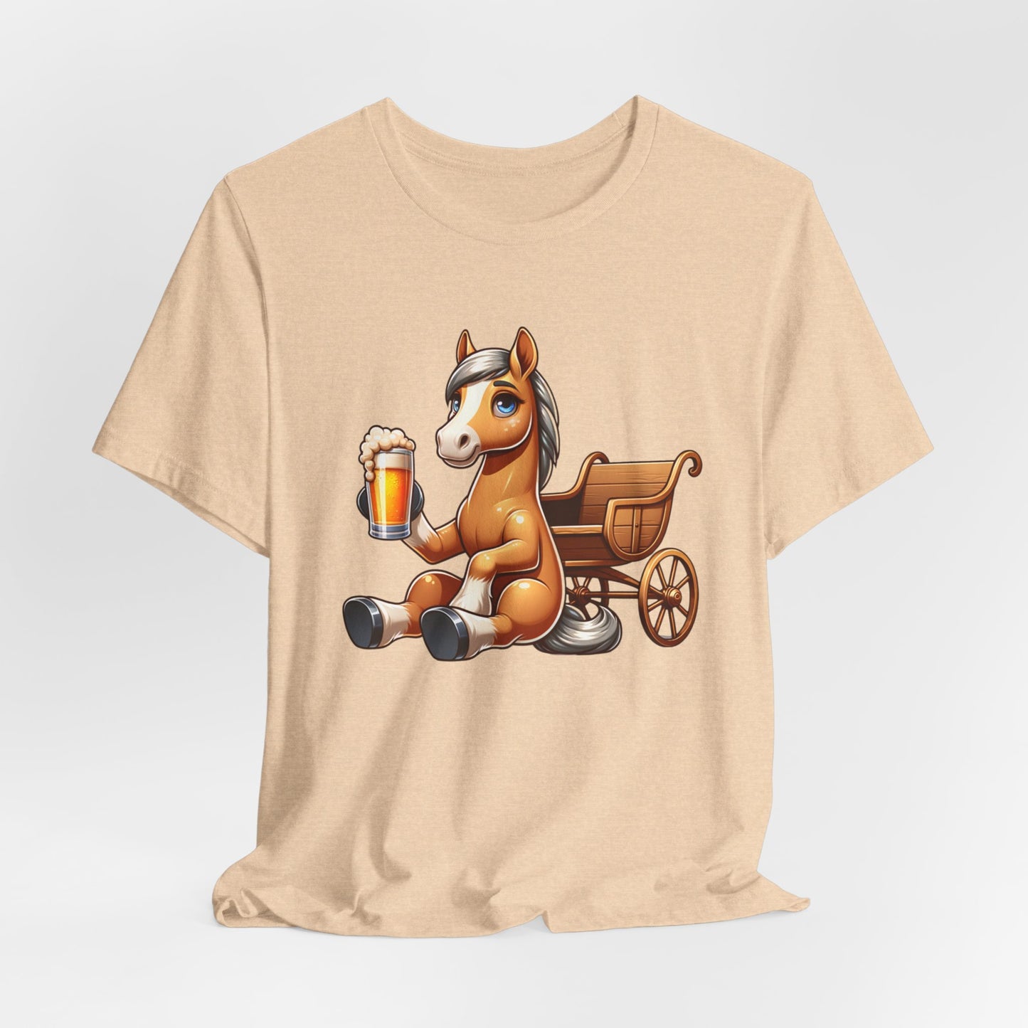 Horse with a Cart Drinking Beer Unisex Jersey Short Sleeve Tee