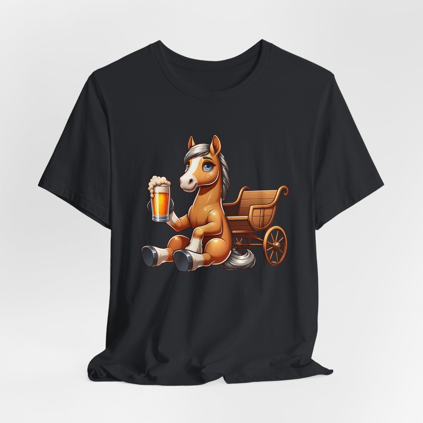 Horse with a Cart Drinking Beer Unisex Jersey Short Sleeve Tee