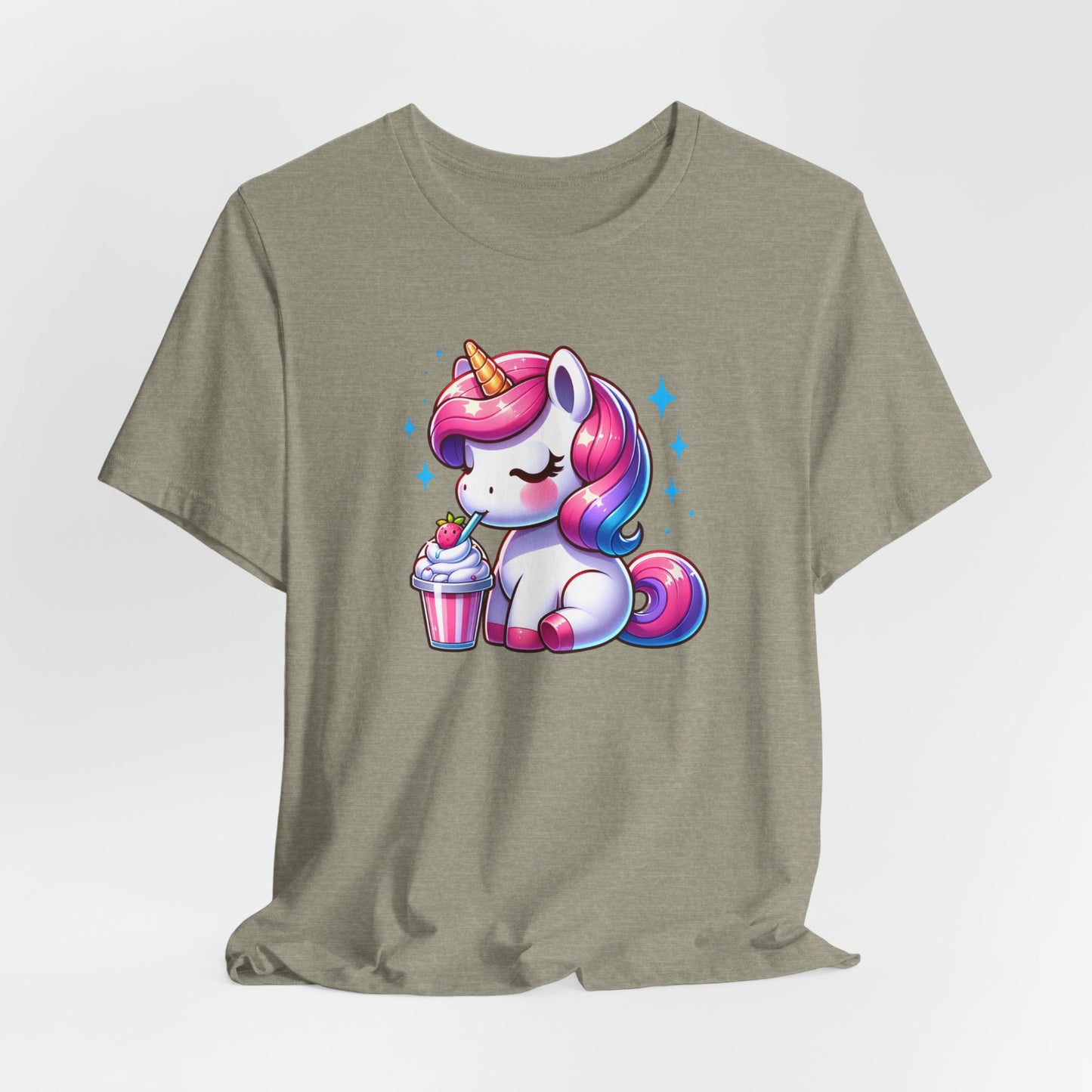 Unicorn Drinking a Milkshake Unisex Jersey Short Sleeve Tee