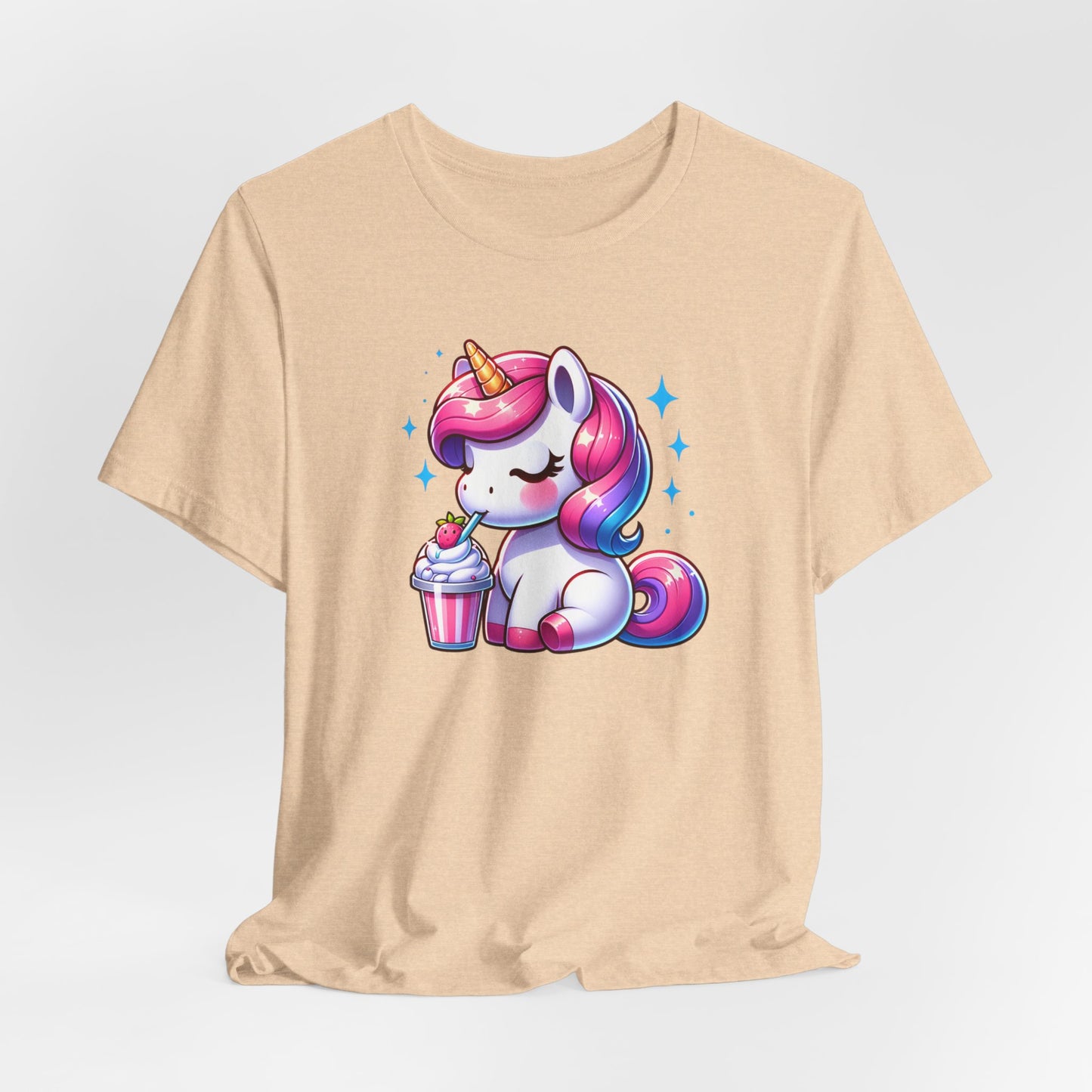 Unicorn Drinking a Milkshake Unisex Jersey Short Sleeve Tee