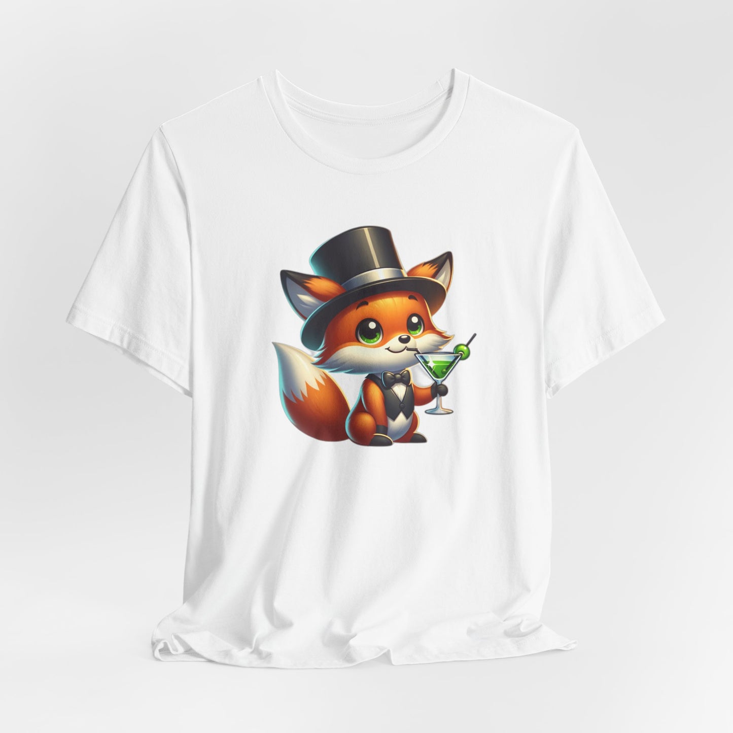 Red Fox Wearing a Top Hot Drinkng a Martini Unisex Jersey Short Sleeve Tee