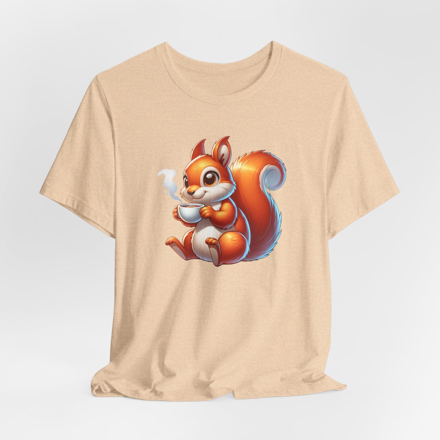 Squirrel Drinking Coffee Unisex Jersey Short Sleeve Tee