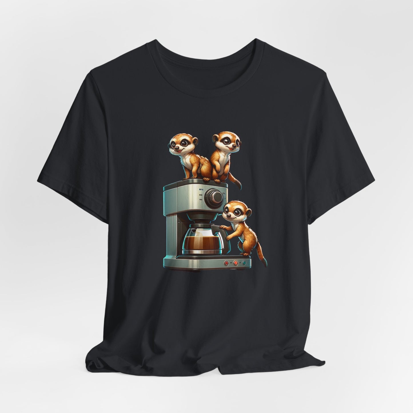 Meerkats Making a Pot of Coffee Unisex Jersey Short Sleeve Tee