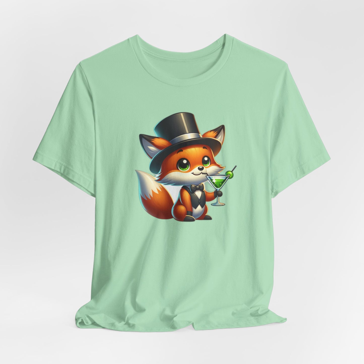 Red Fox Wearing a Top Hot Drinkng a Martini Unisex Jersey Short Sleeve Tee