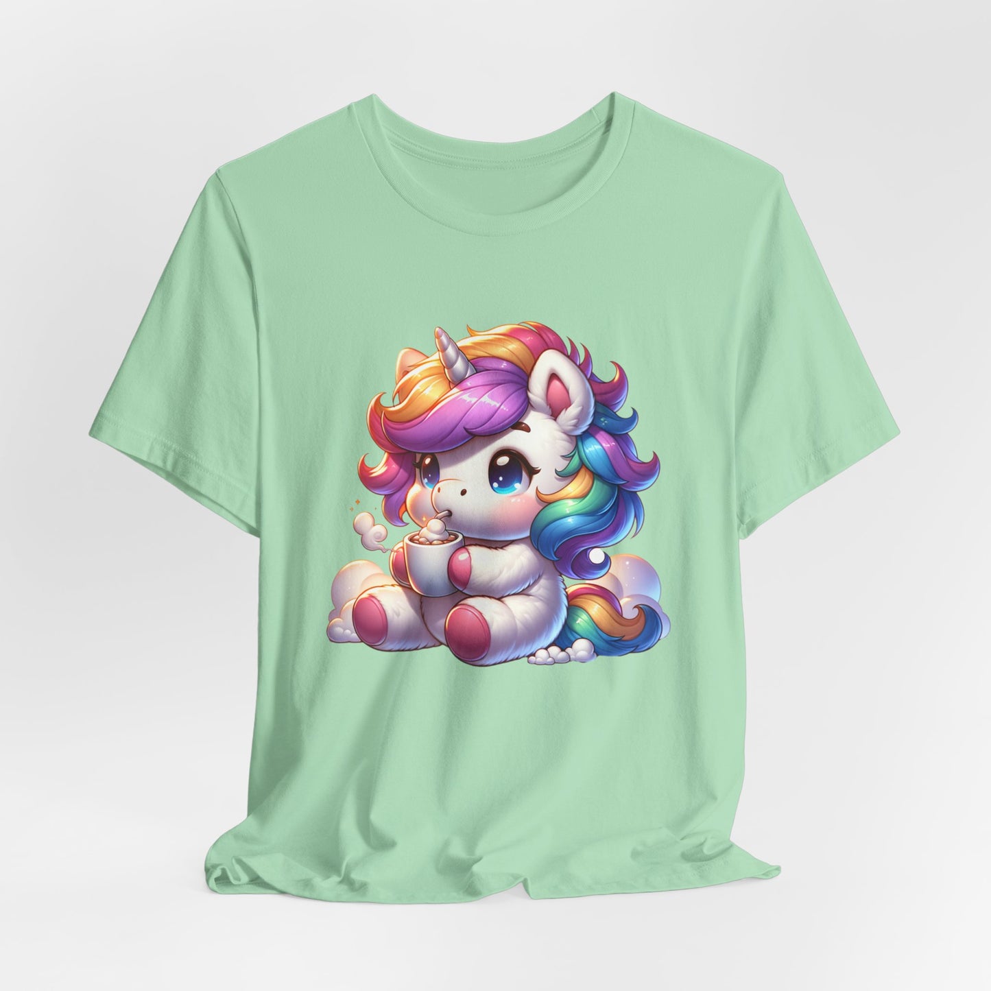 Unicorn Drinking Cocoa Unisex Jersey Short Sleeve Tee