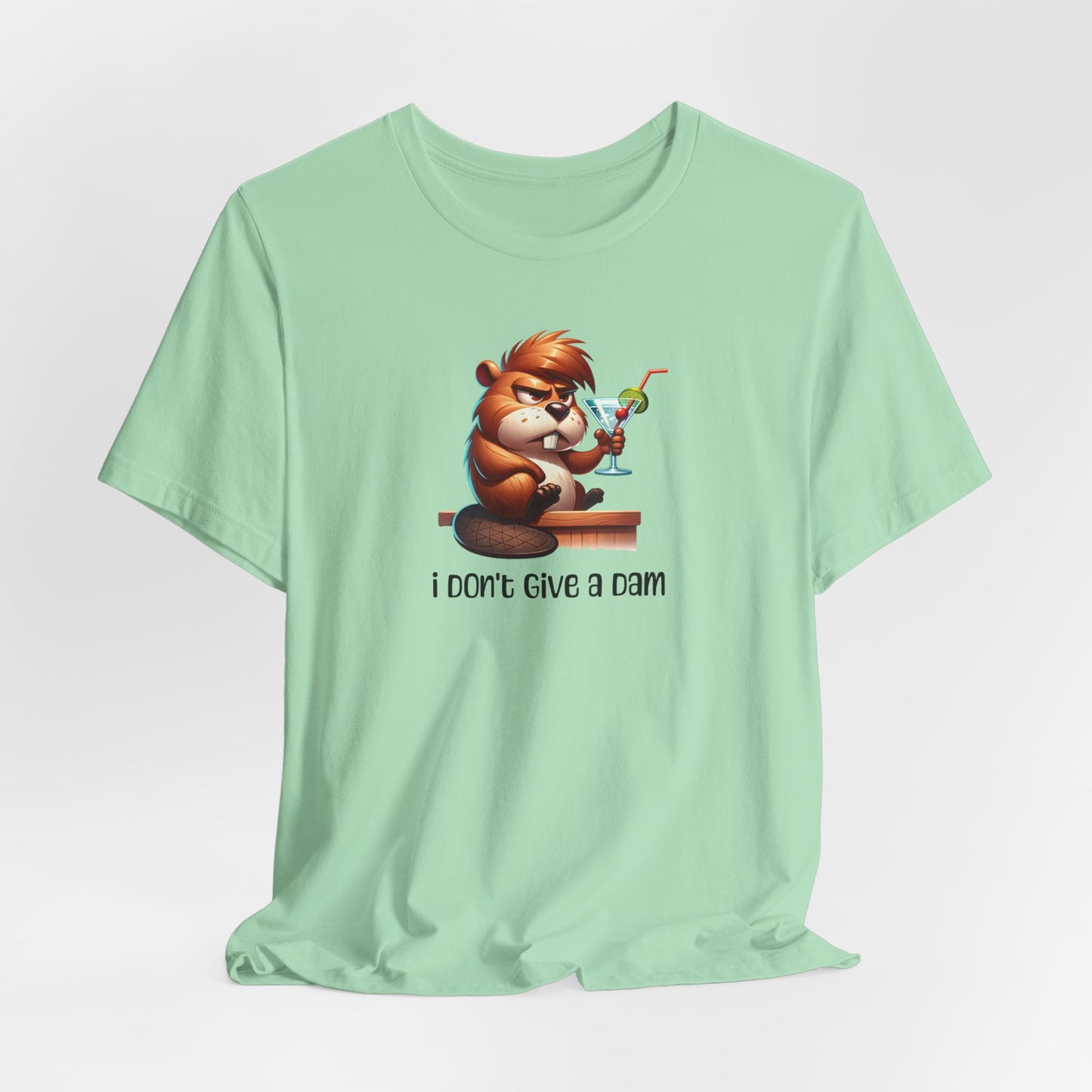 Angry Beaver Drinking a Martini  Unisex Jersey Short Sleeve Tee