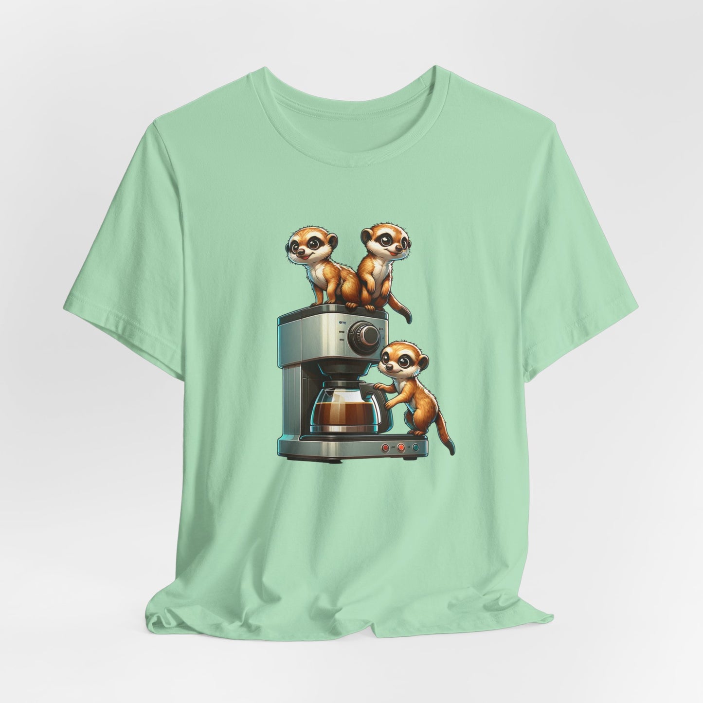 Meerkats Making a Pot of Coffee Unisex Jersey Short Sleeve Tee