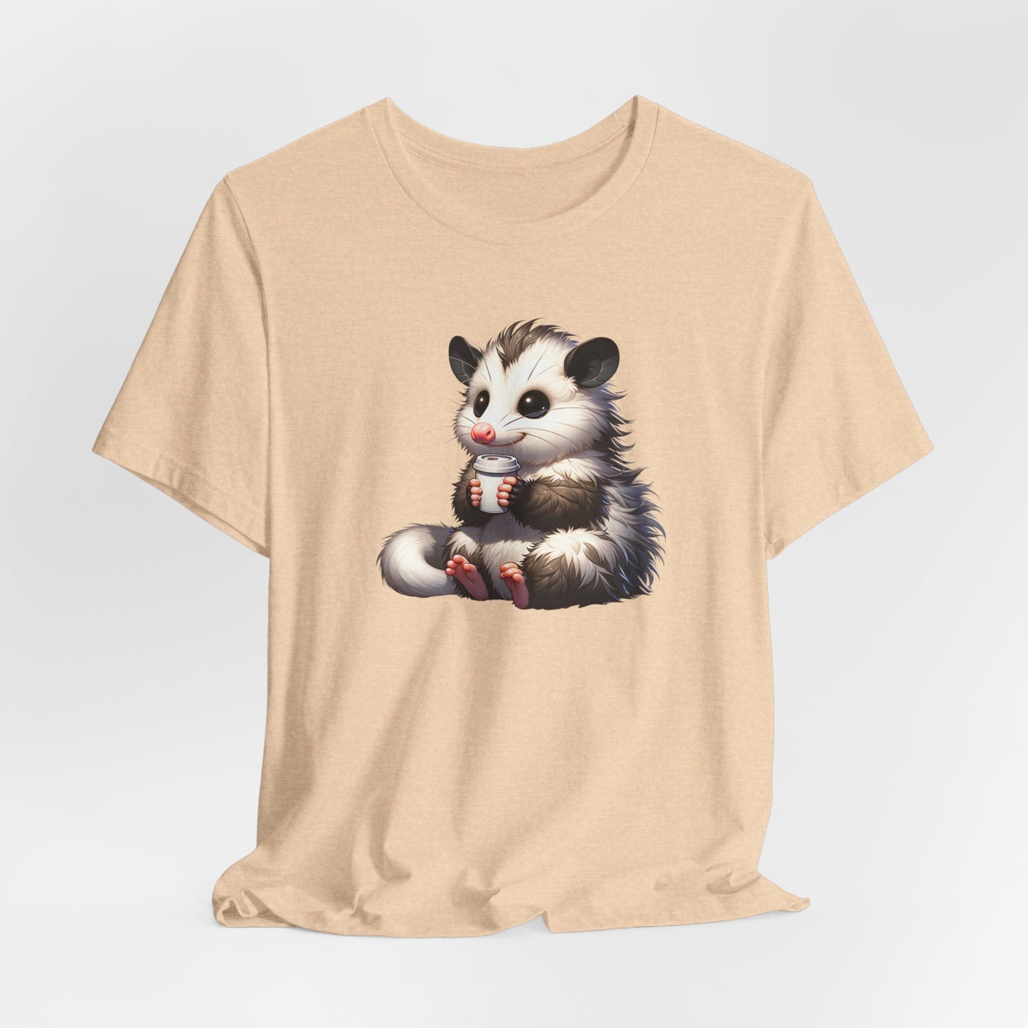 Opossum Drinking Coffee To Go Unisex Jersey Short Sleeve Tee