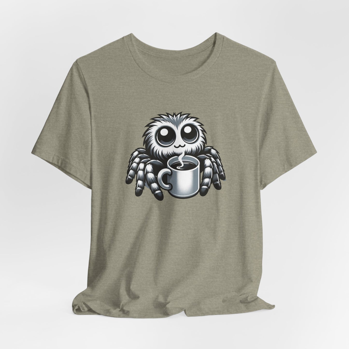 Jumping Spider Drinking Coffee Unisex Jersey Short Sleeve Tee