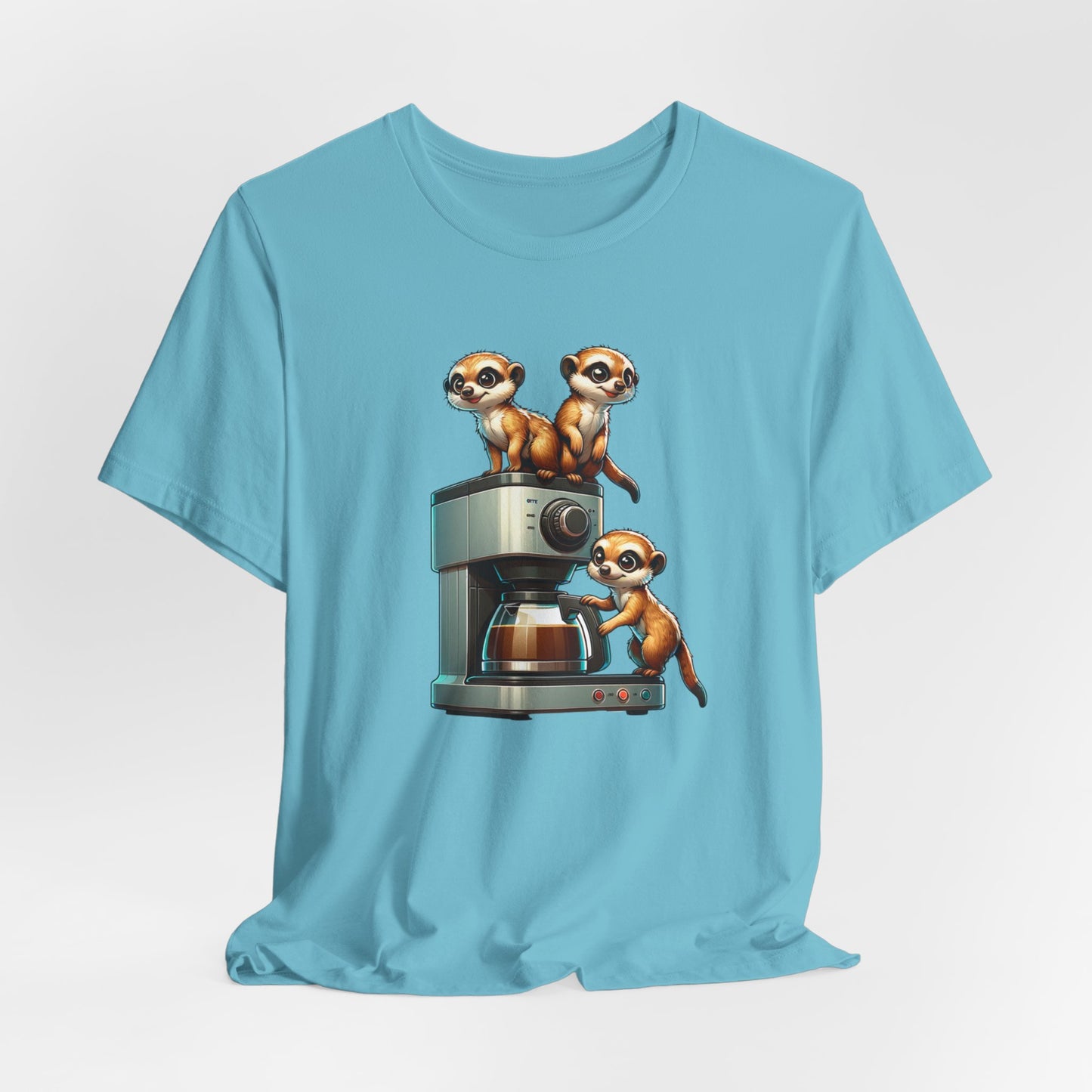 Meerkats Making a Pot of Coffee Unisex Jersey Short Sleeve Tee