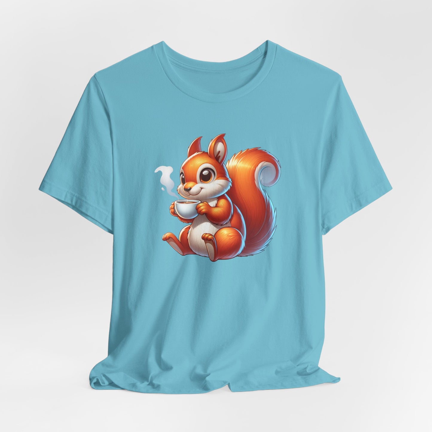 Squirrel Drinking Coffee Unisex Jersey Short Sleeve Tee