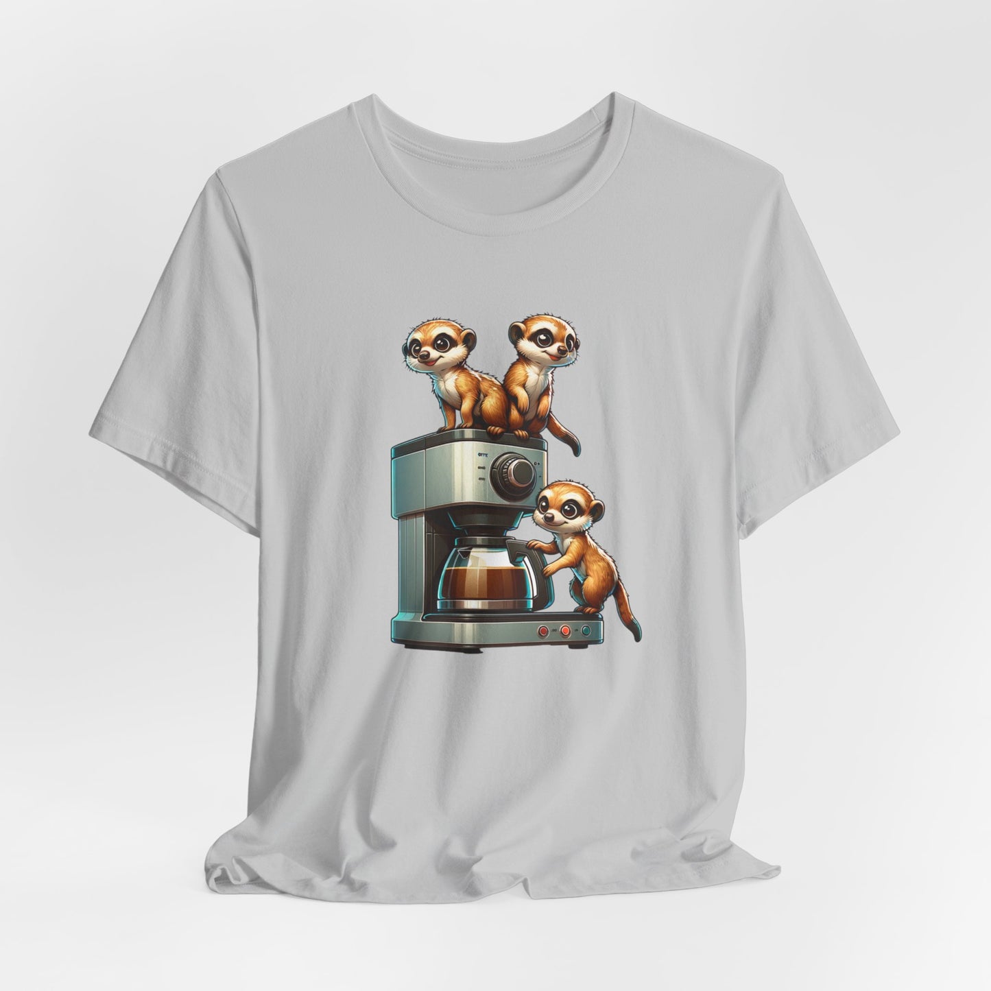 Meerkats Making a Pot of Coffee Unisex Jersey Short Sleeve Tee