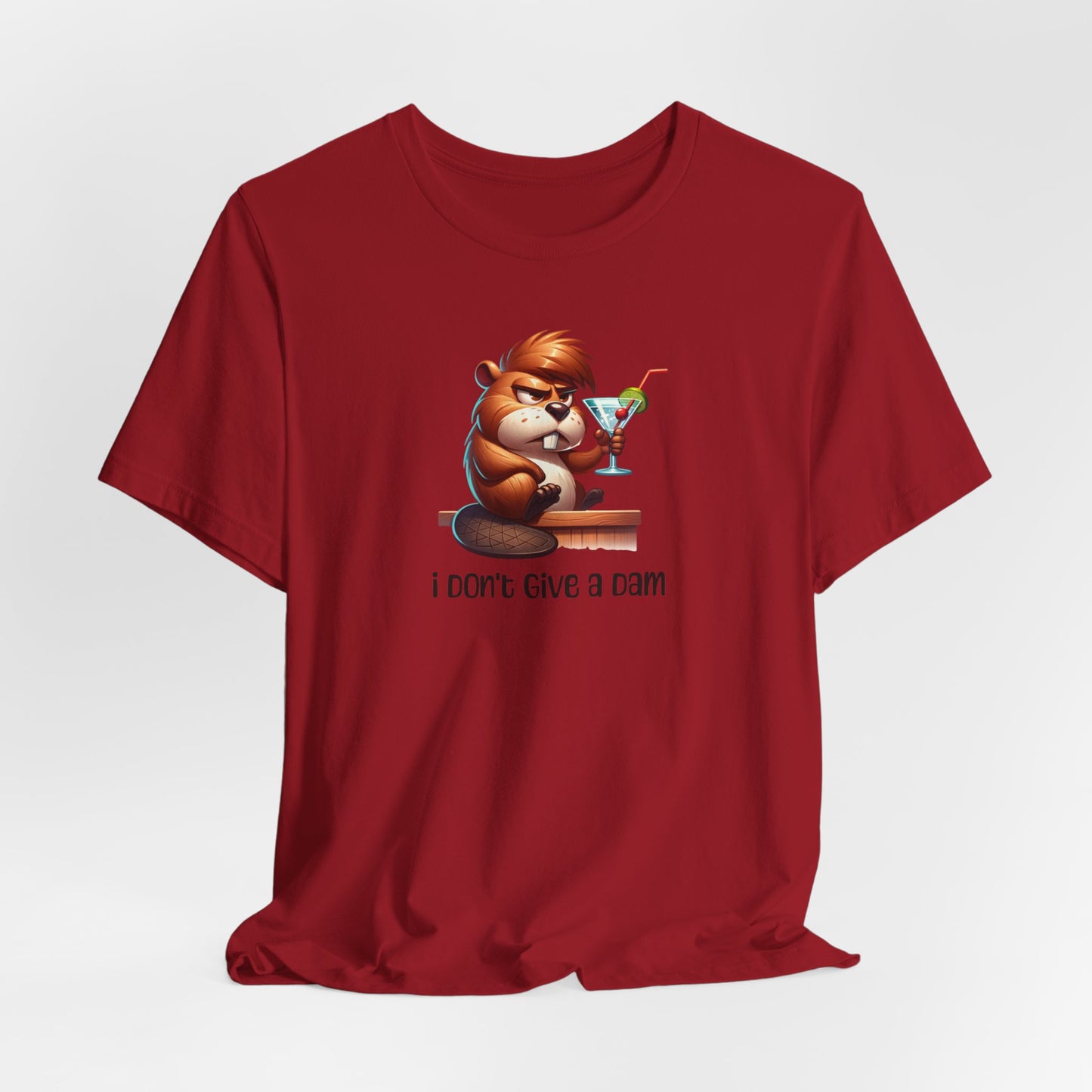 Angry Beaver Drinking a Martini  Unisex Jersey Short Sleeve Tee