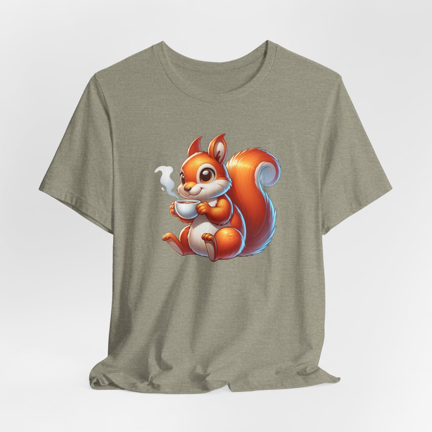 Squirrel Drinking Coffee Unisex Jersey Short Sleeve Tee