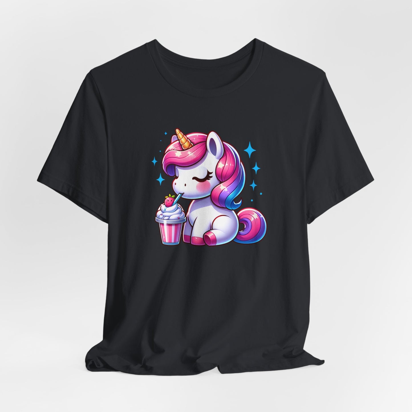 Unicorn Drinking a Milkshake Unisex Jersey Short Sleeve Tee