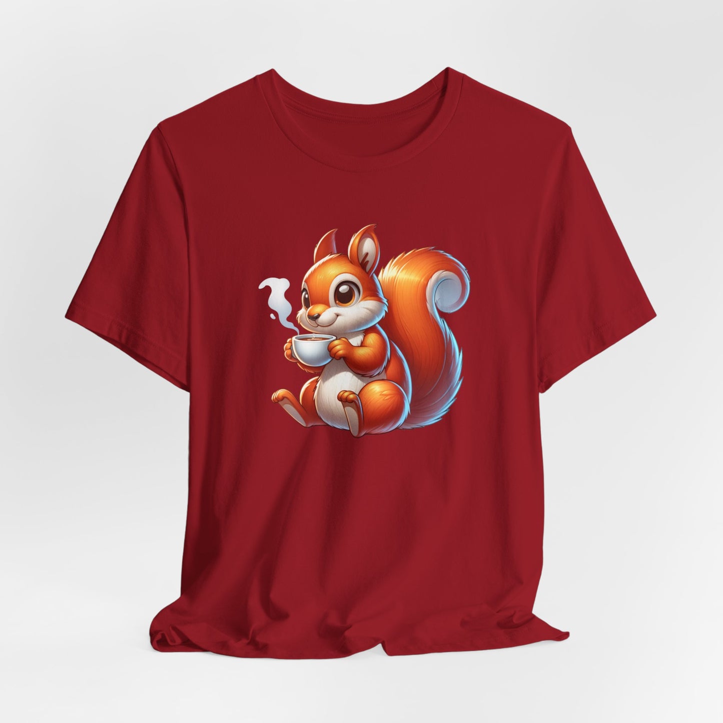 Squirrel Drinking Coffee Unisex Jersey Short Sleeve Tee