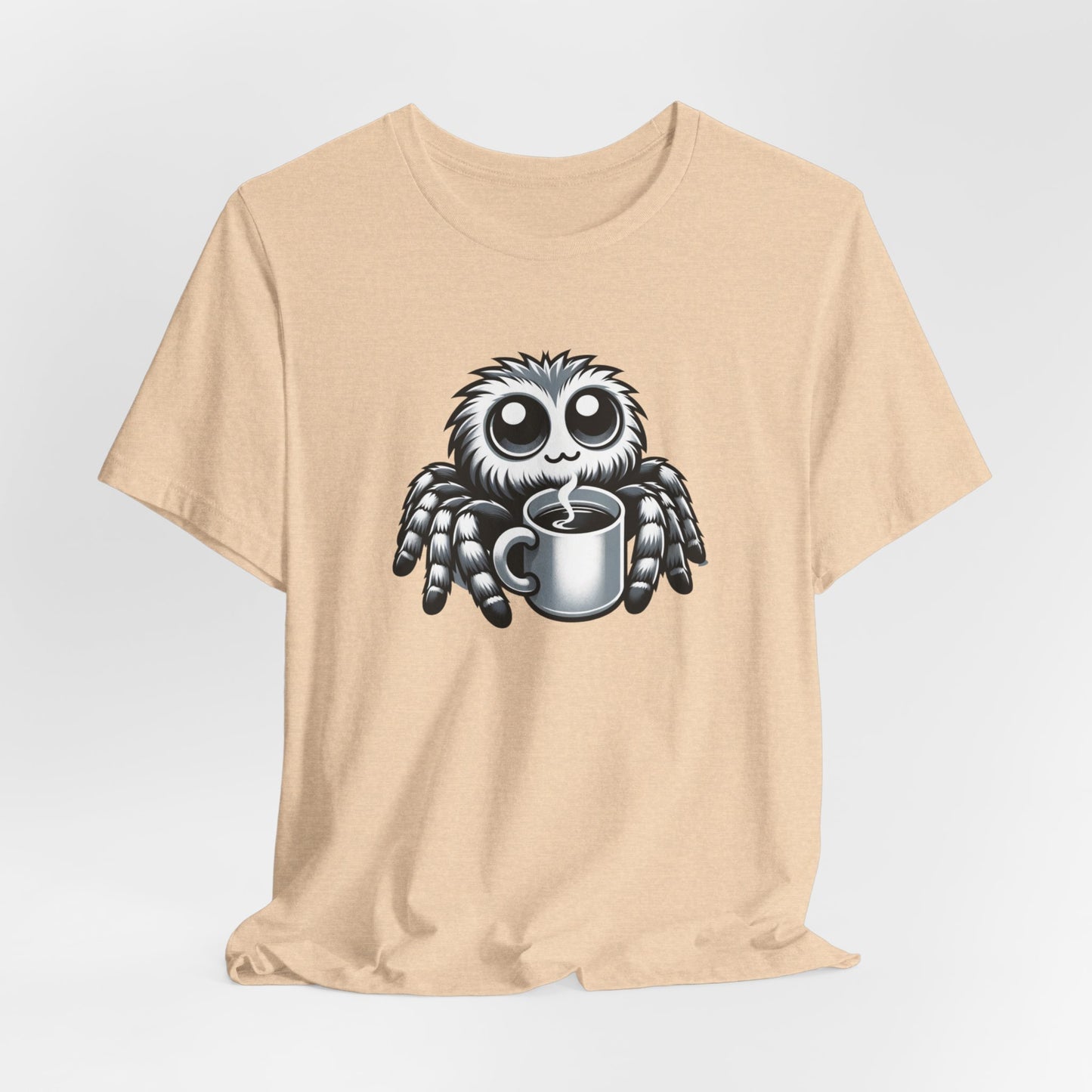 Jumping Spider Drinking Coffee Unisex Jersey Short Sleeve Tee