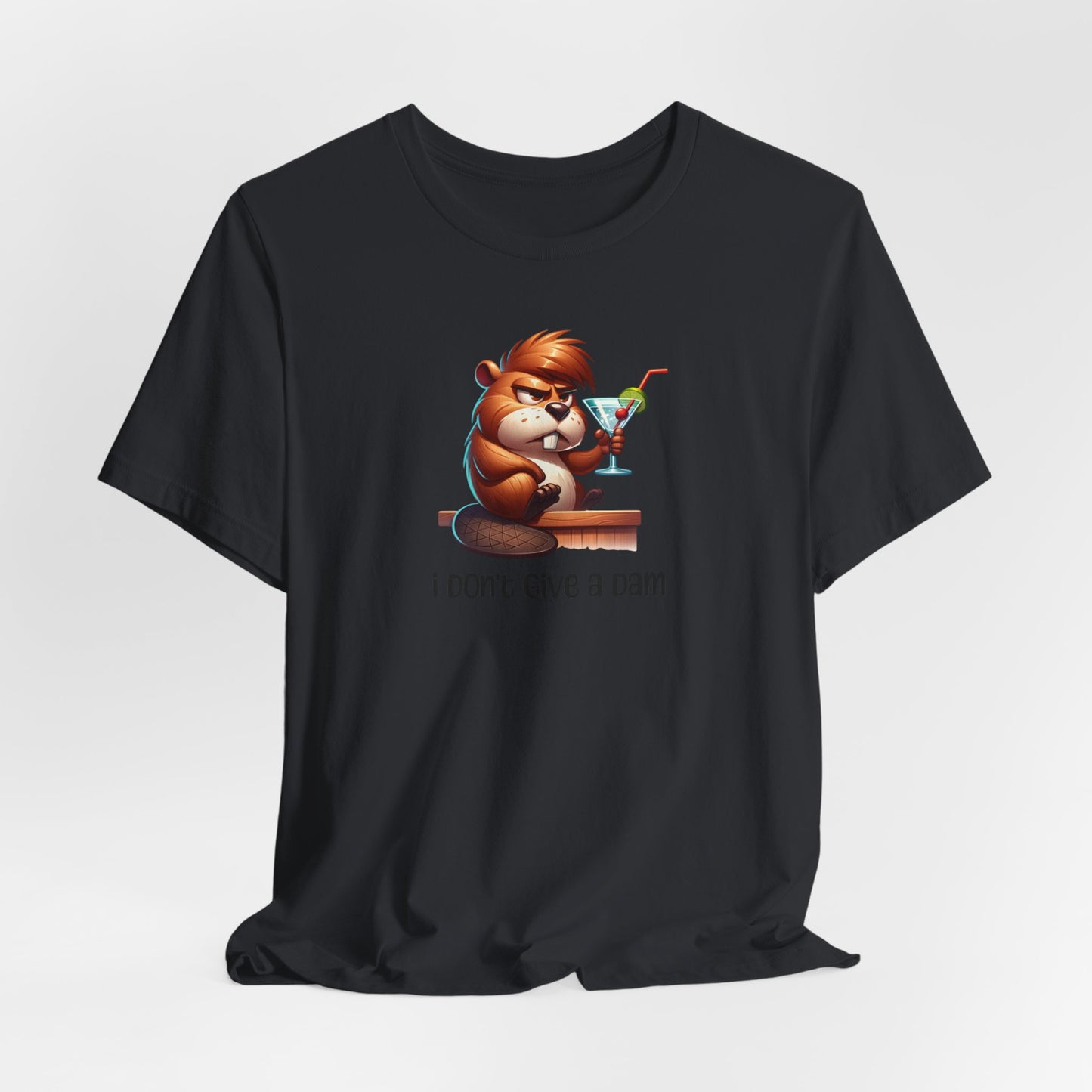 Angry Beaver Drinking a Martini  Unisex Jersey Short Sleeve Tee