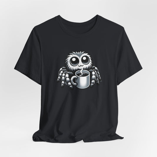 Jumping Spider Drinking Coffee Unisex Jersey Short Sleeve Tee