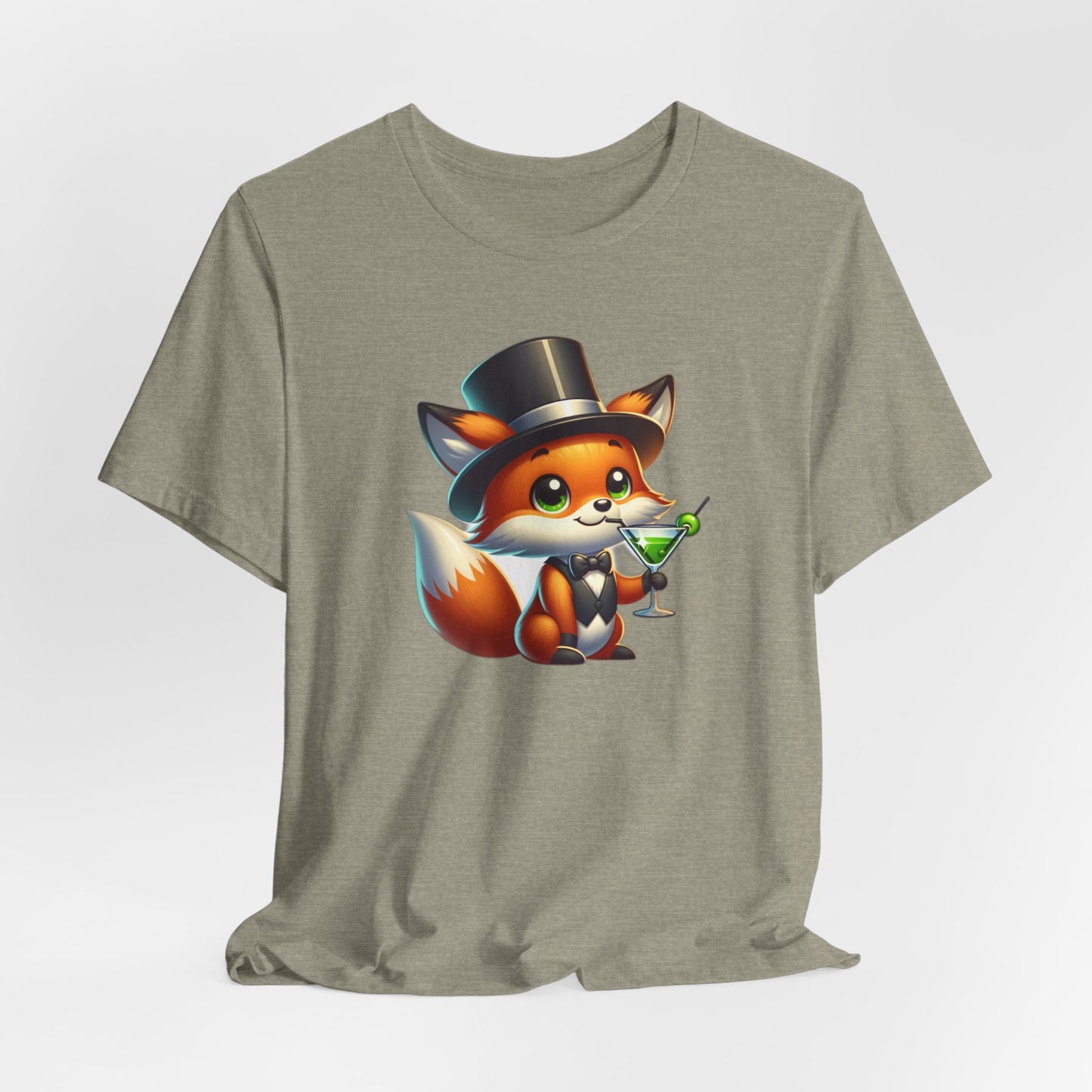 Red Fox Wearing a Top Hot Drinkng a Martini Unisex Jersey Short Sleeve Tee