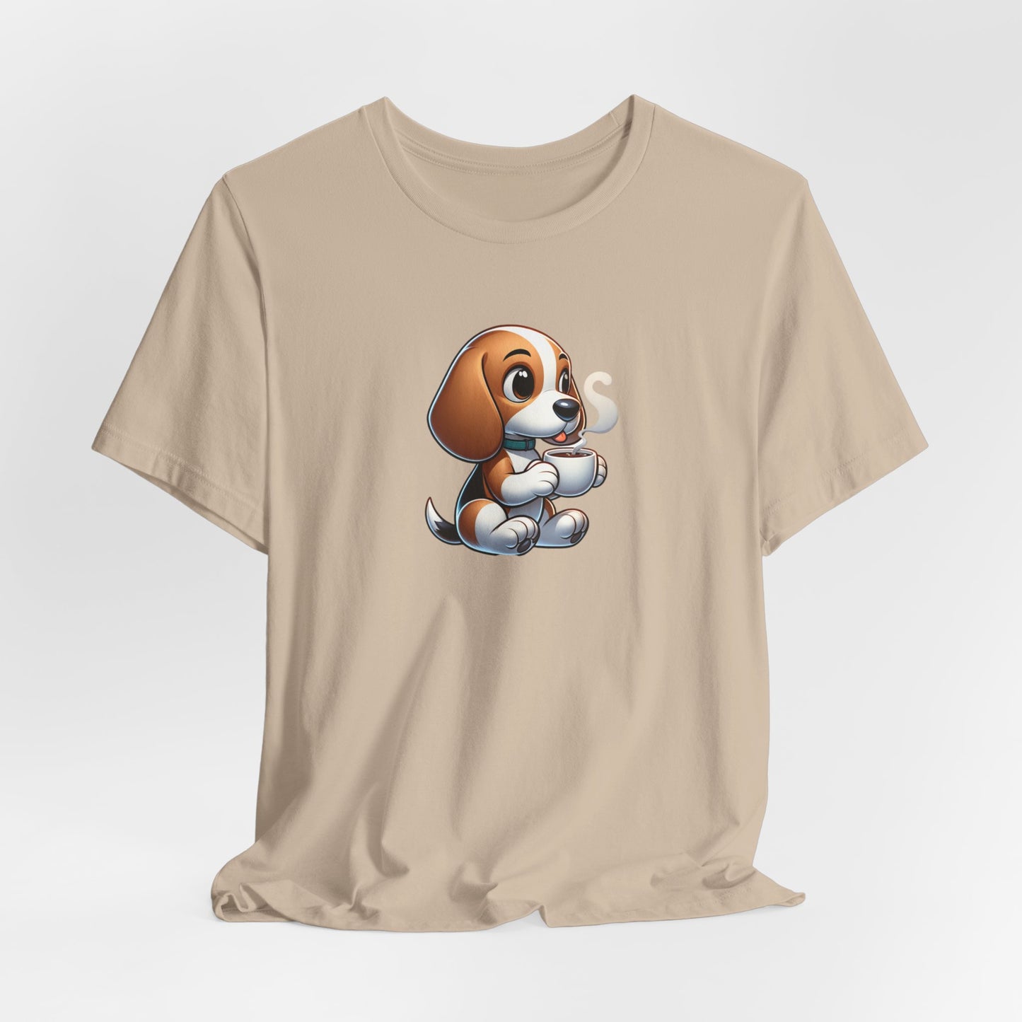 Beagle Dog Drinking Coffee Unisex Jersey Short Sleeve Tee