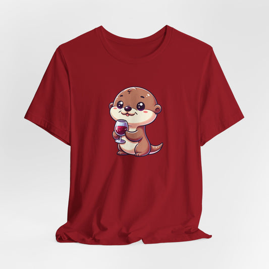 Otter being cute Drinking Wine Unisex Jersey Short Sleeve Tee