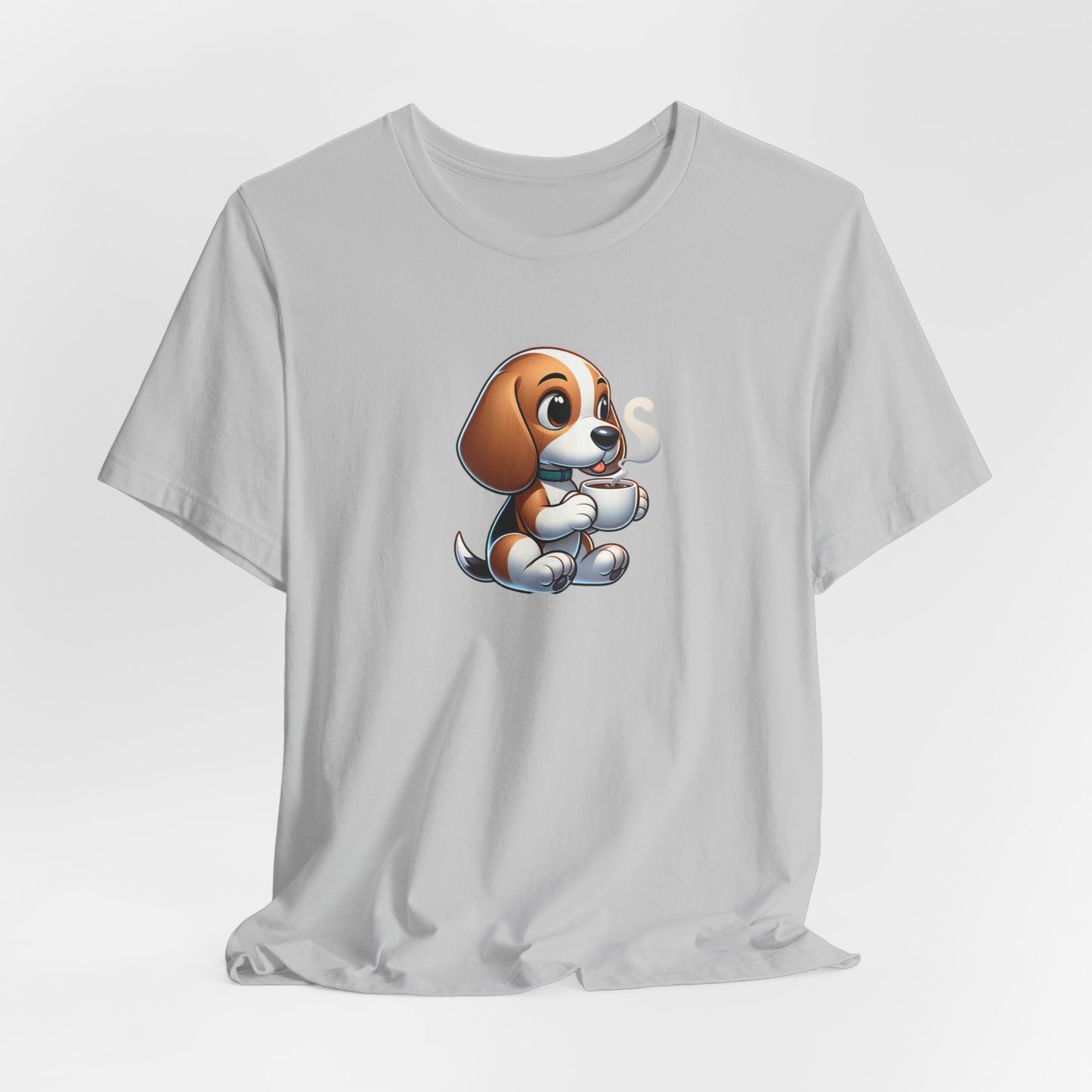 Beagle Dog Drinking Coffee Unisex Jersey Short Sleeve Tee