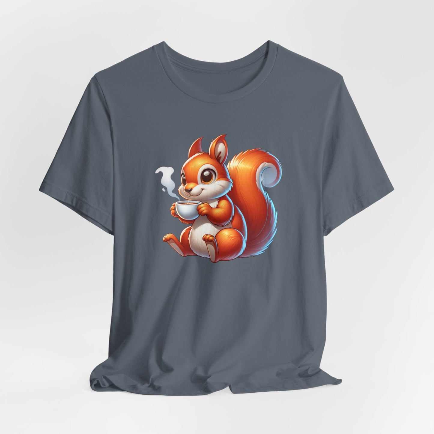 Squirrel Drinking Coffee Unisex Jersey Short Sleeve Tee