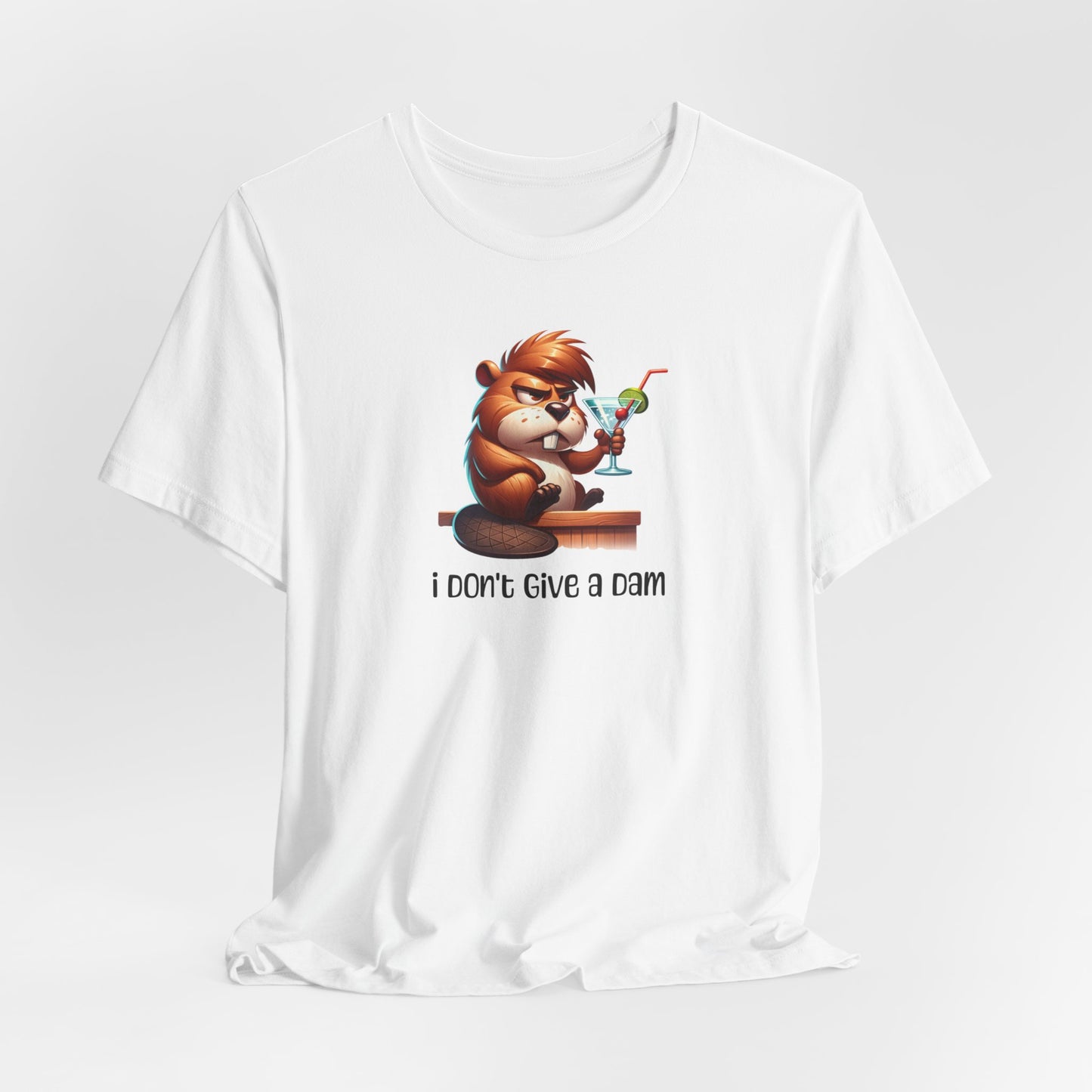 Angry Beaver Drinking a Martini  Unisex Jersey Short Sleeve Tee