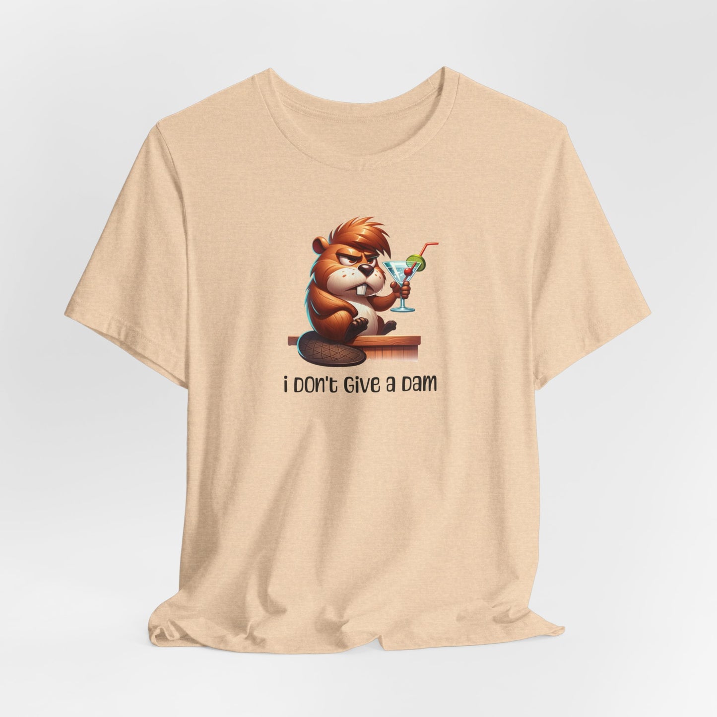 Angry Beaver Drinking a Martini  Unisex Jersey Short Sleeve Tee