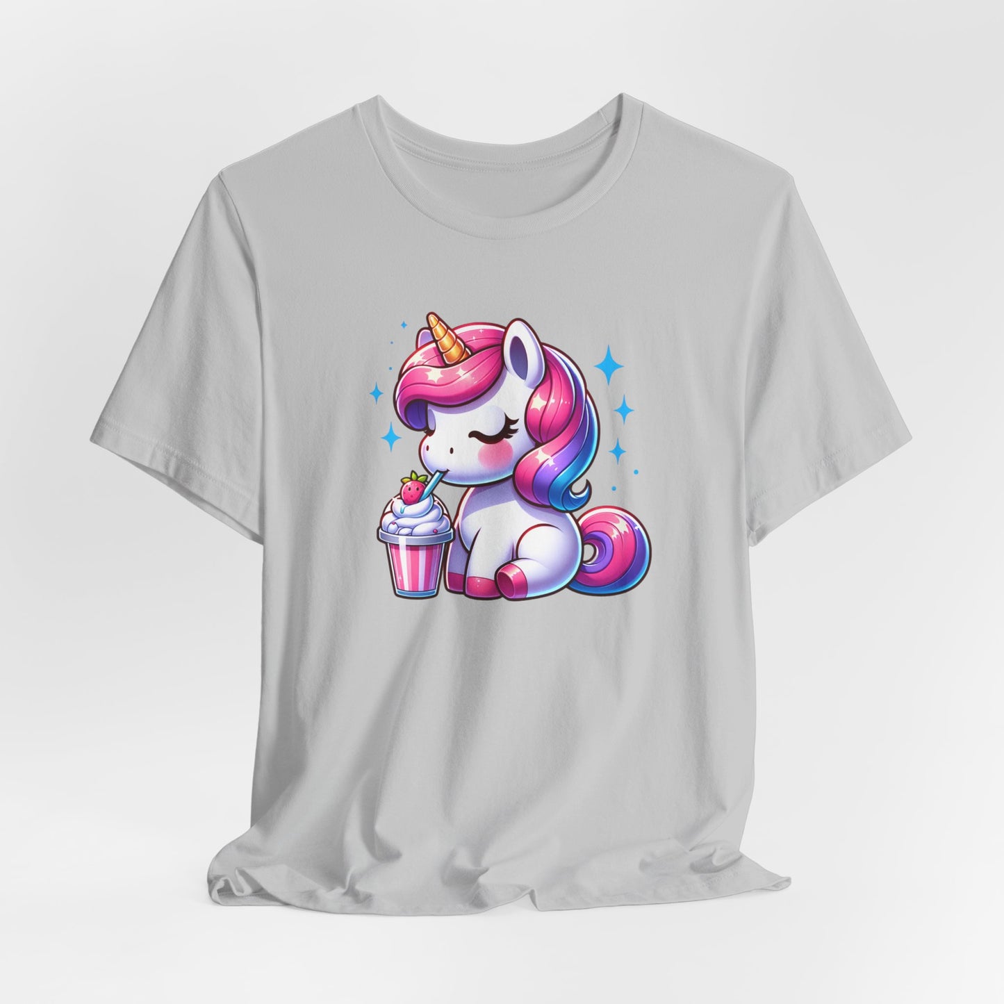 Unicorn Drinking a Milkshake Unisex Jersey Short Sleeve Tee