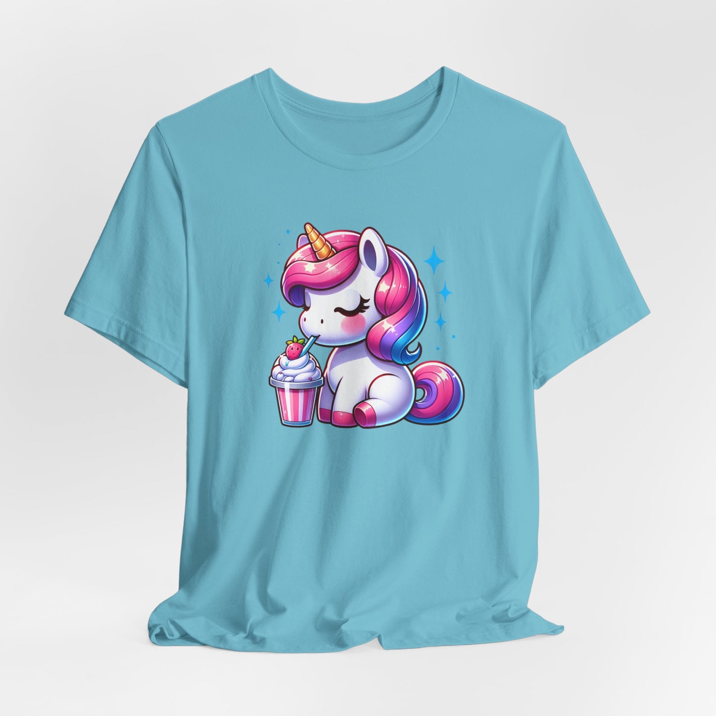 Unicorn Drinking a Milkshake Unisex Jersey Short Sleeve Tee