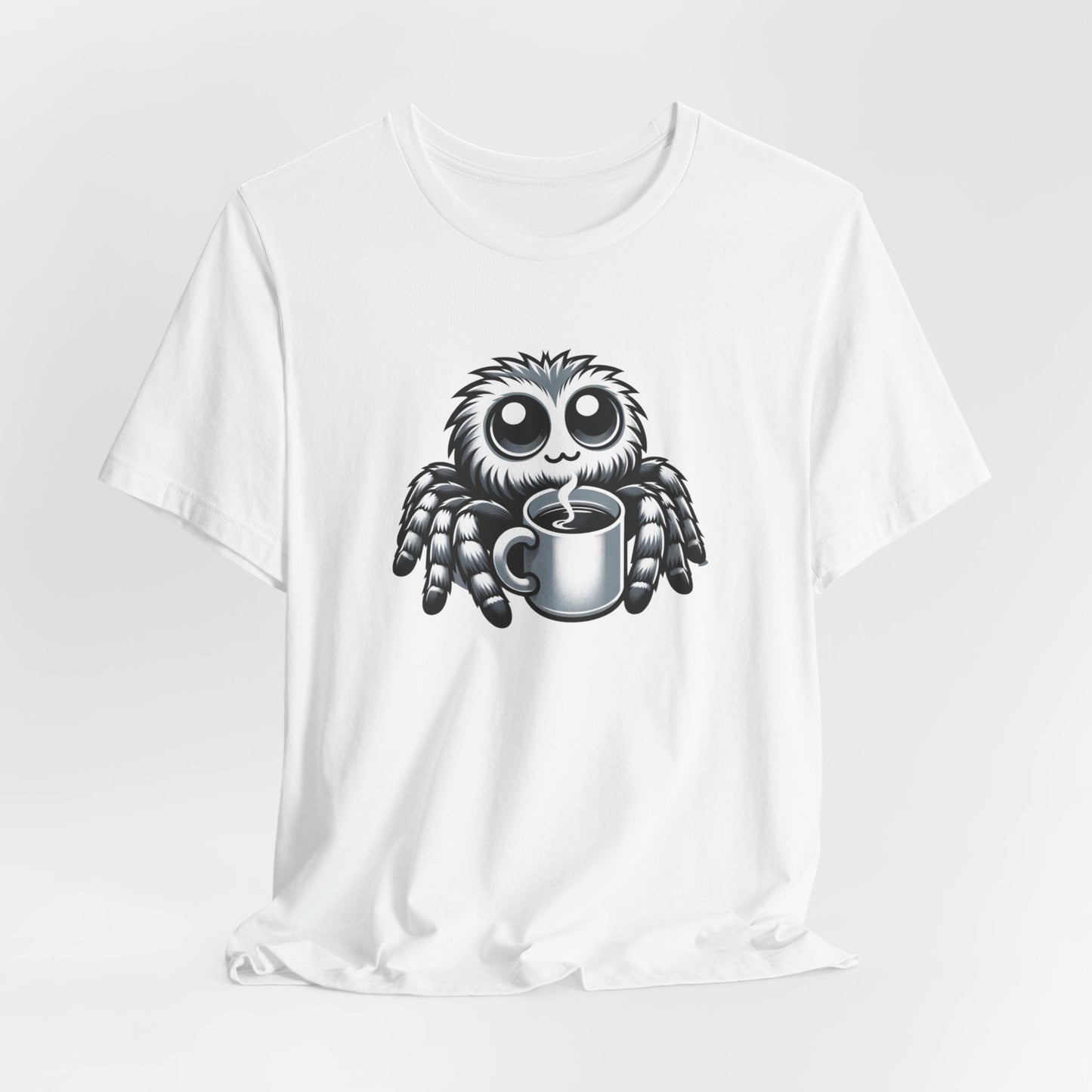 Jumping Spider Drinking Coffee Unisex Jersey Short Sleeve Tee