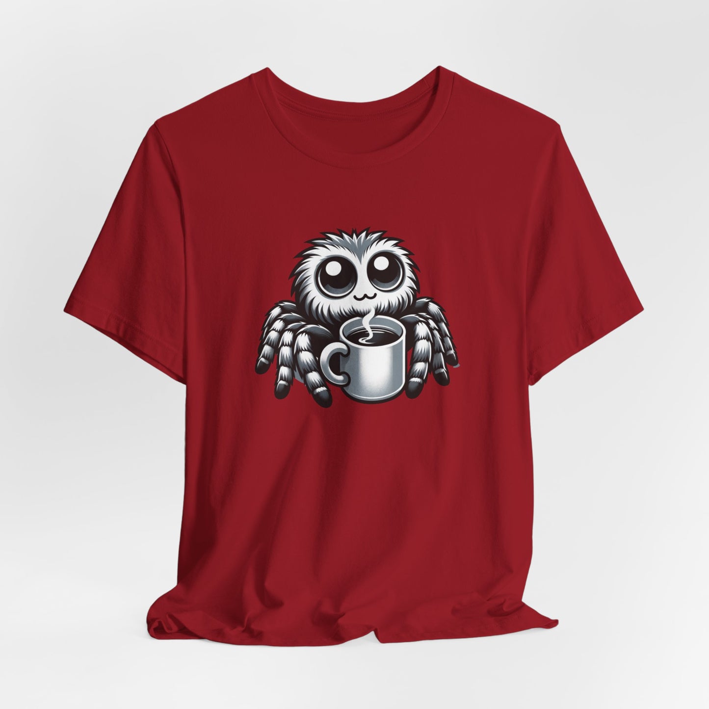 Jumping Spider Drinking Coffee Unisex Jersey Short Sleeve Tee