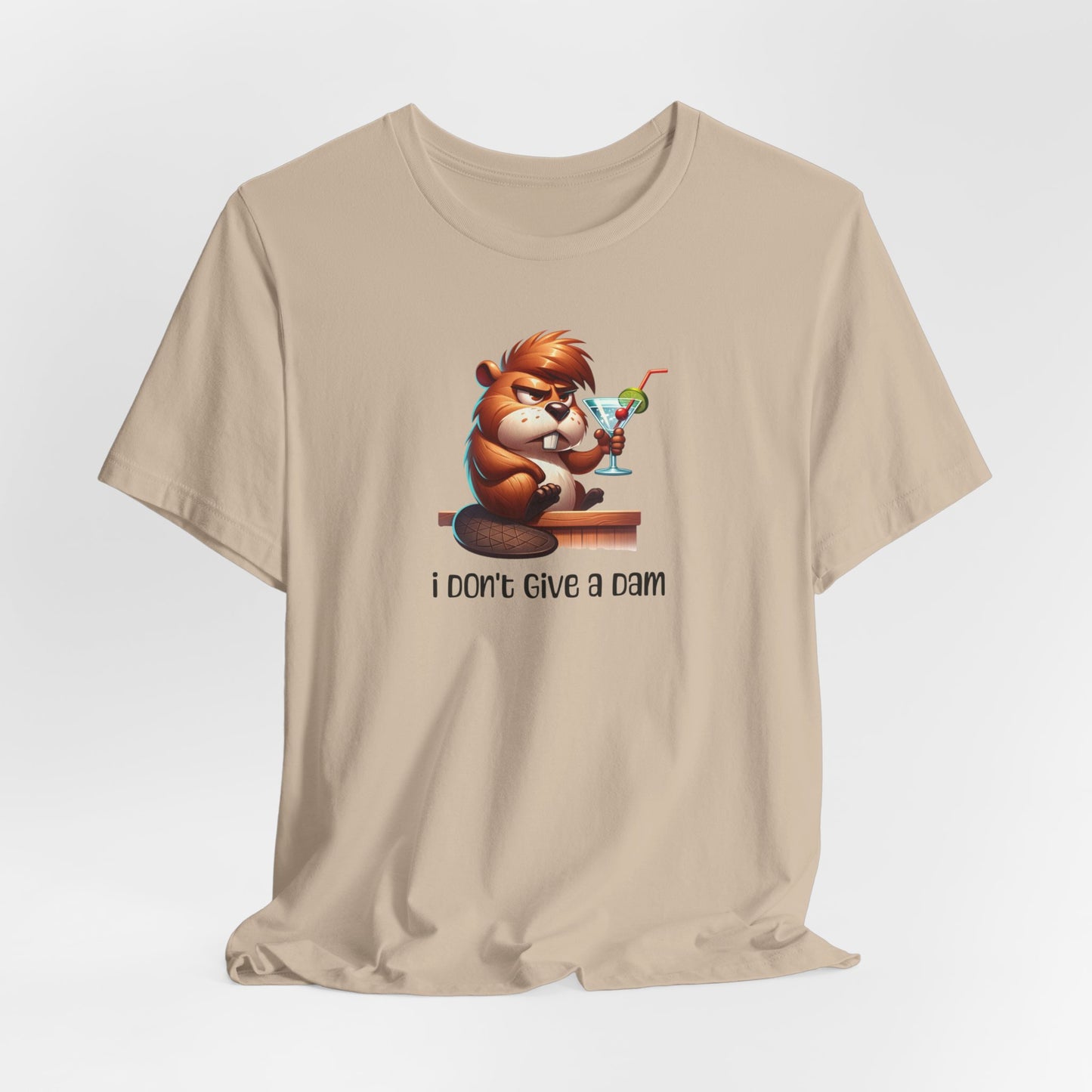 Angry Beaver Drinking a Martini  Unisex Jersey Short Sleeve Tee