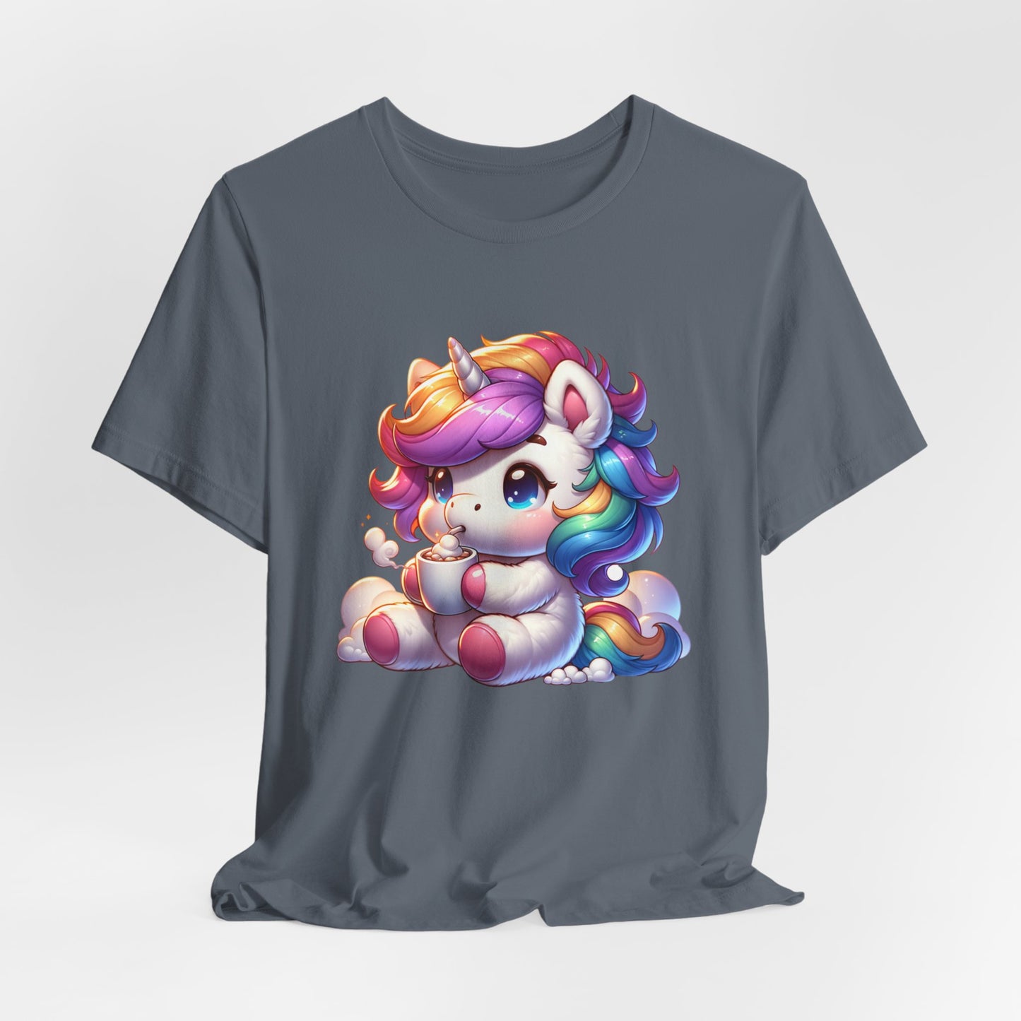 Unicorn Drinking Cocoa Unisex Jersey Short Sleeve Tee