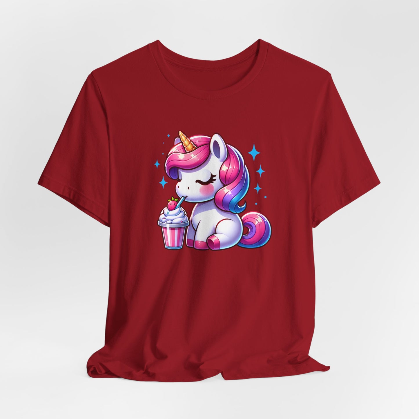 Unicorn Drinking a Milkshake Unisex Jersey Short Sleeve Tee