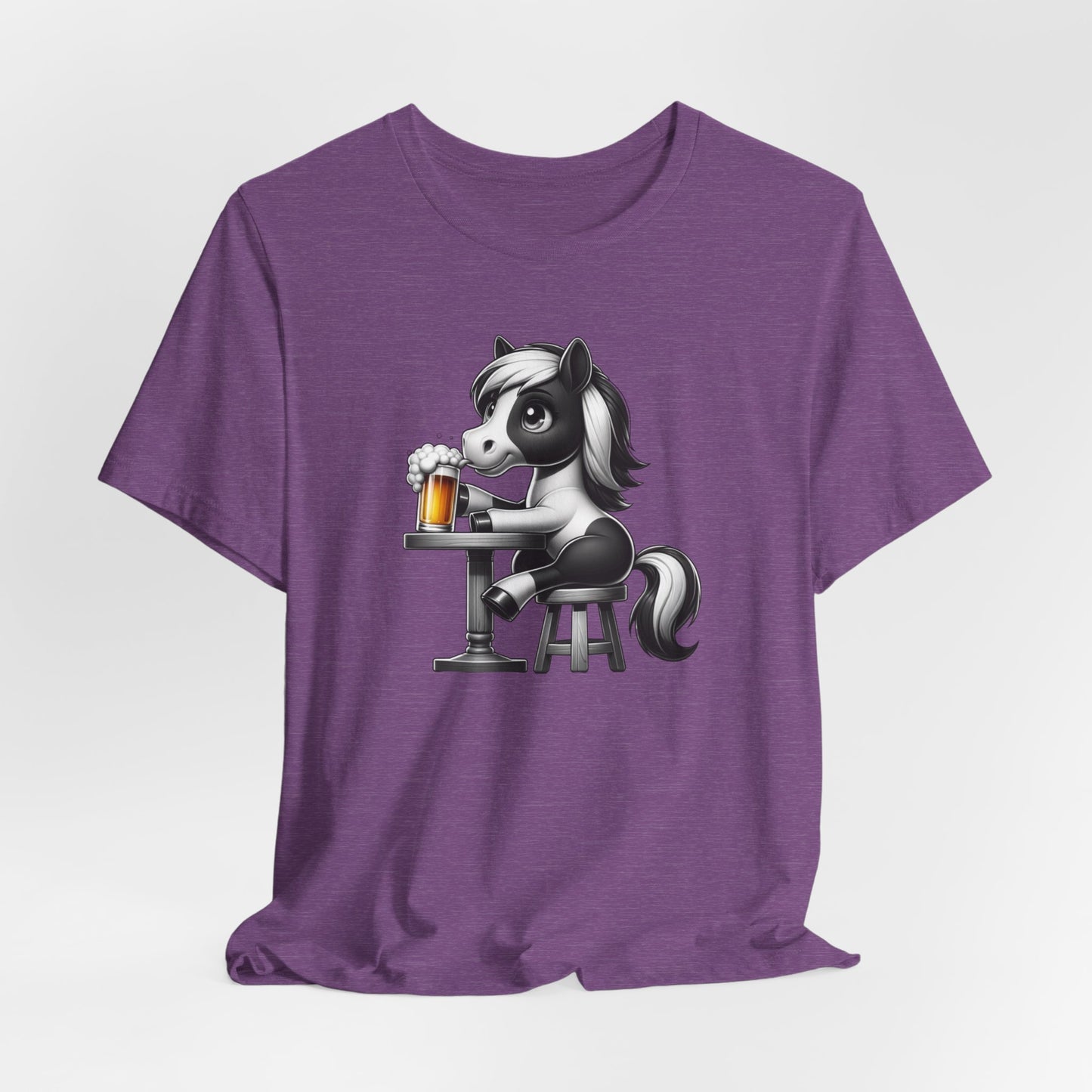 Horse Drinking Beer on Bar Stool Unisex Jersey Short Sleeve Tee