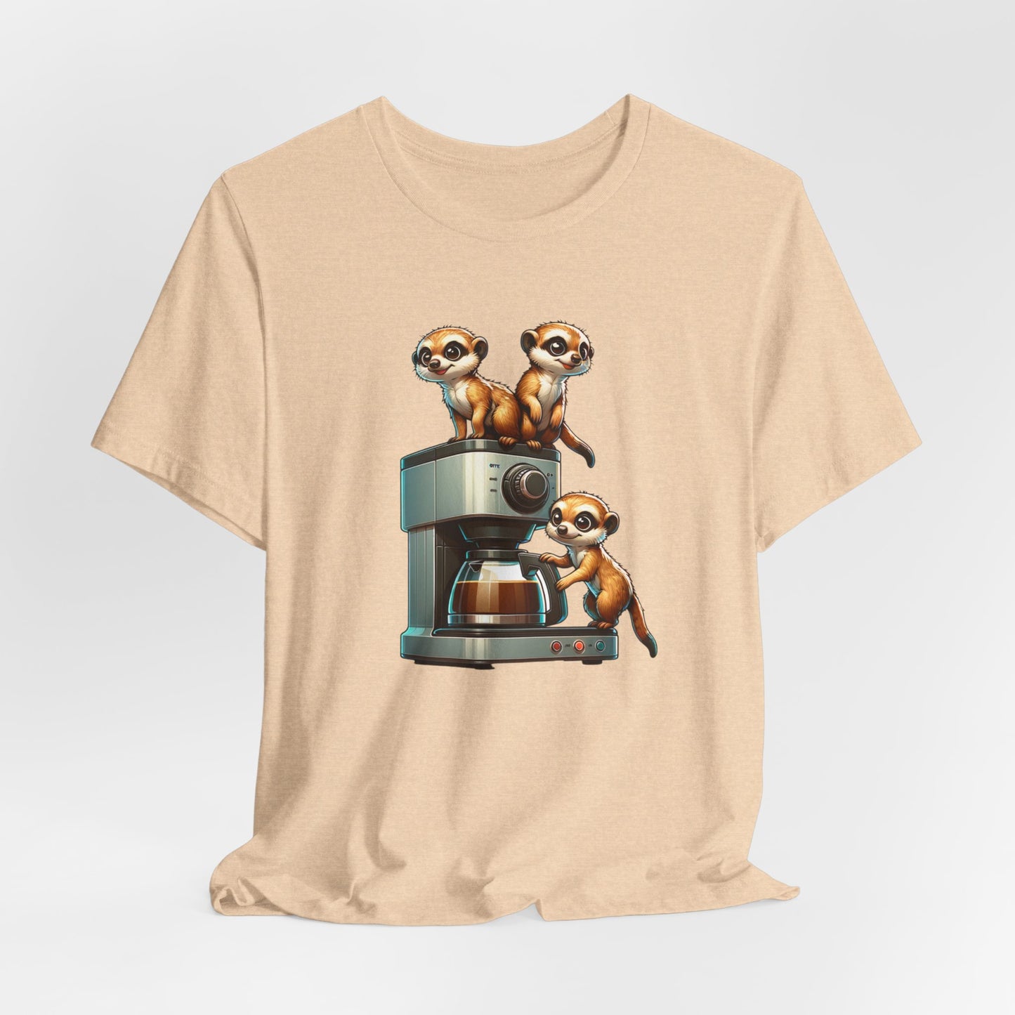 Meerkats Making a Pot of Coffee Unisex Jersey Short Sleeve Tee